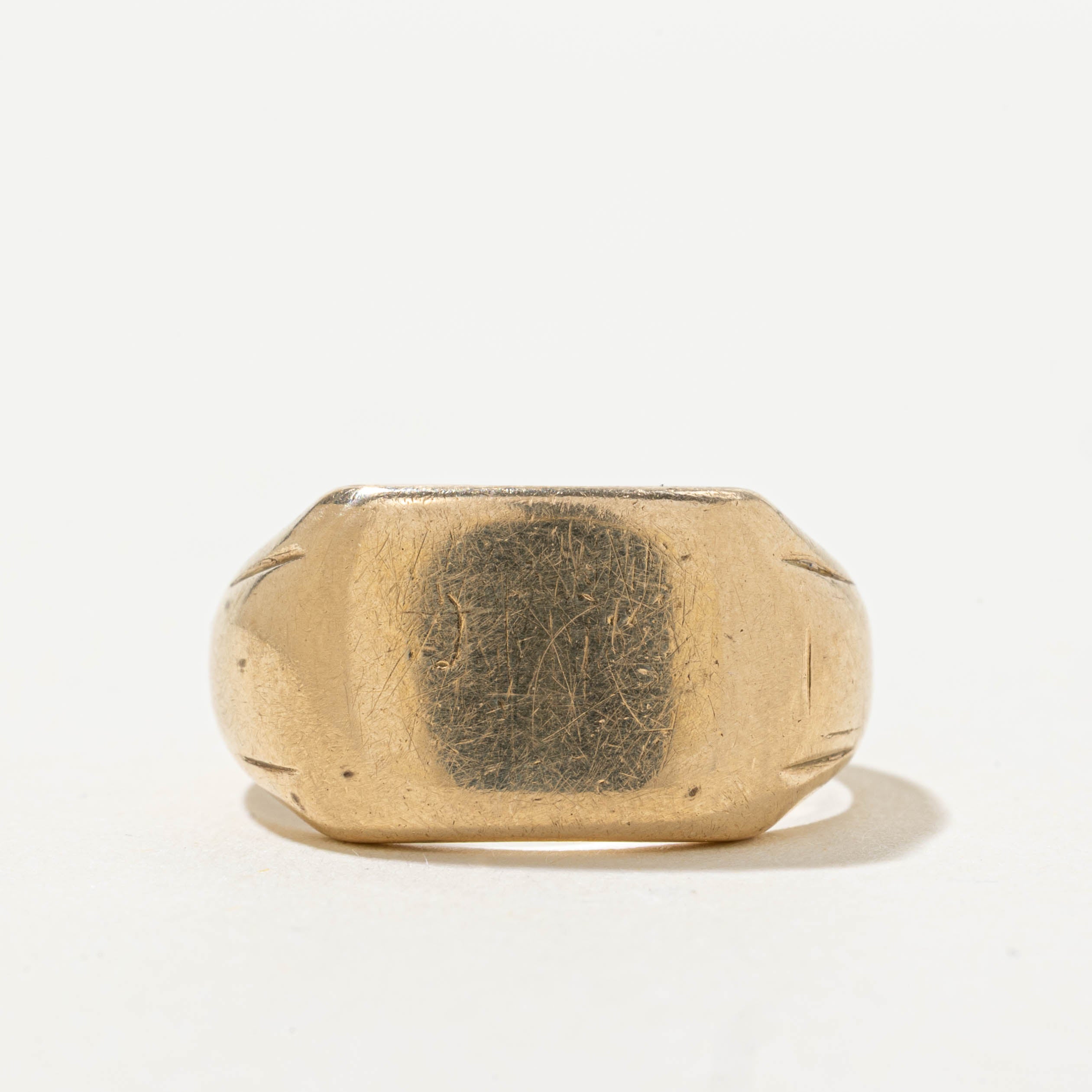 1951 Birmingham UK Grooved Signet Ring | SZ 5.25