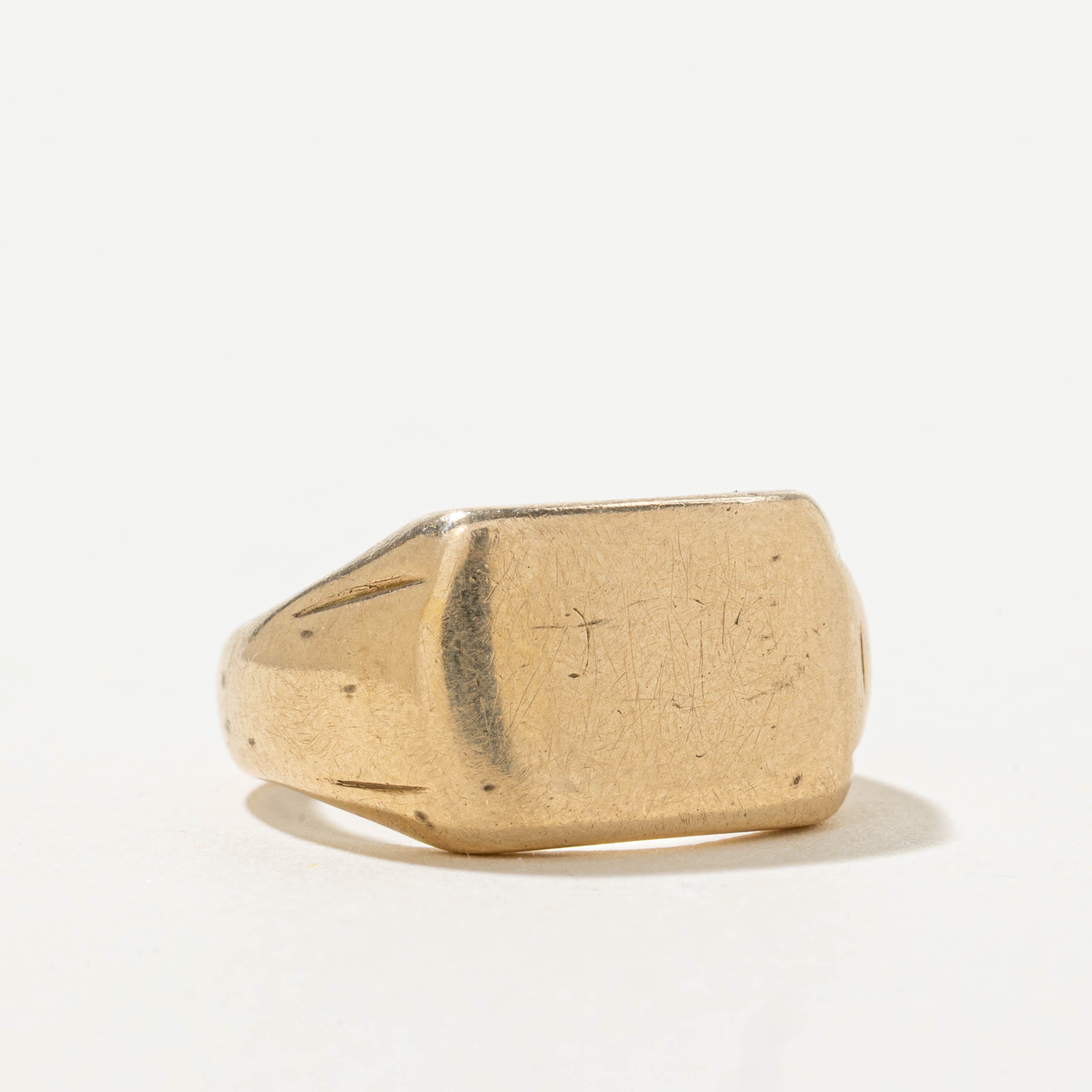1951 Birmingham UK Grooved Signet Ring | SZ 5.25