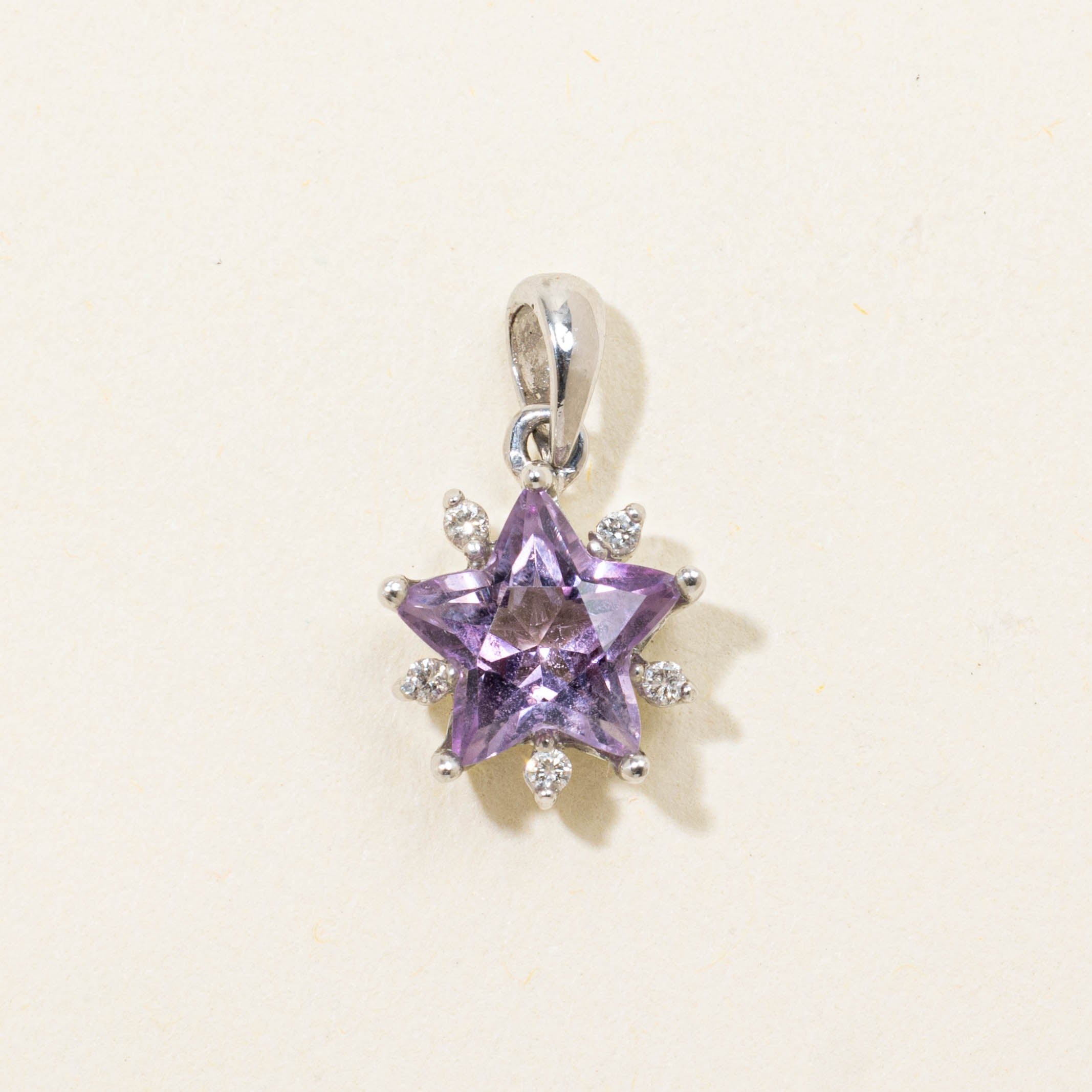 18k Amethyst & Diamond Star Pendant