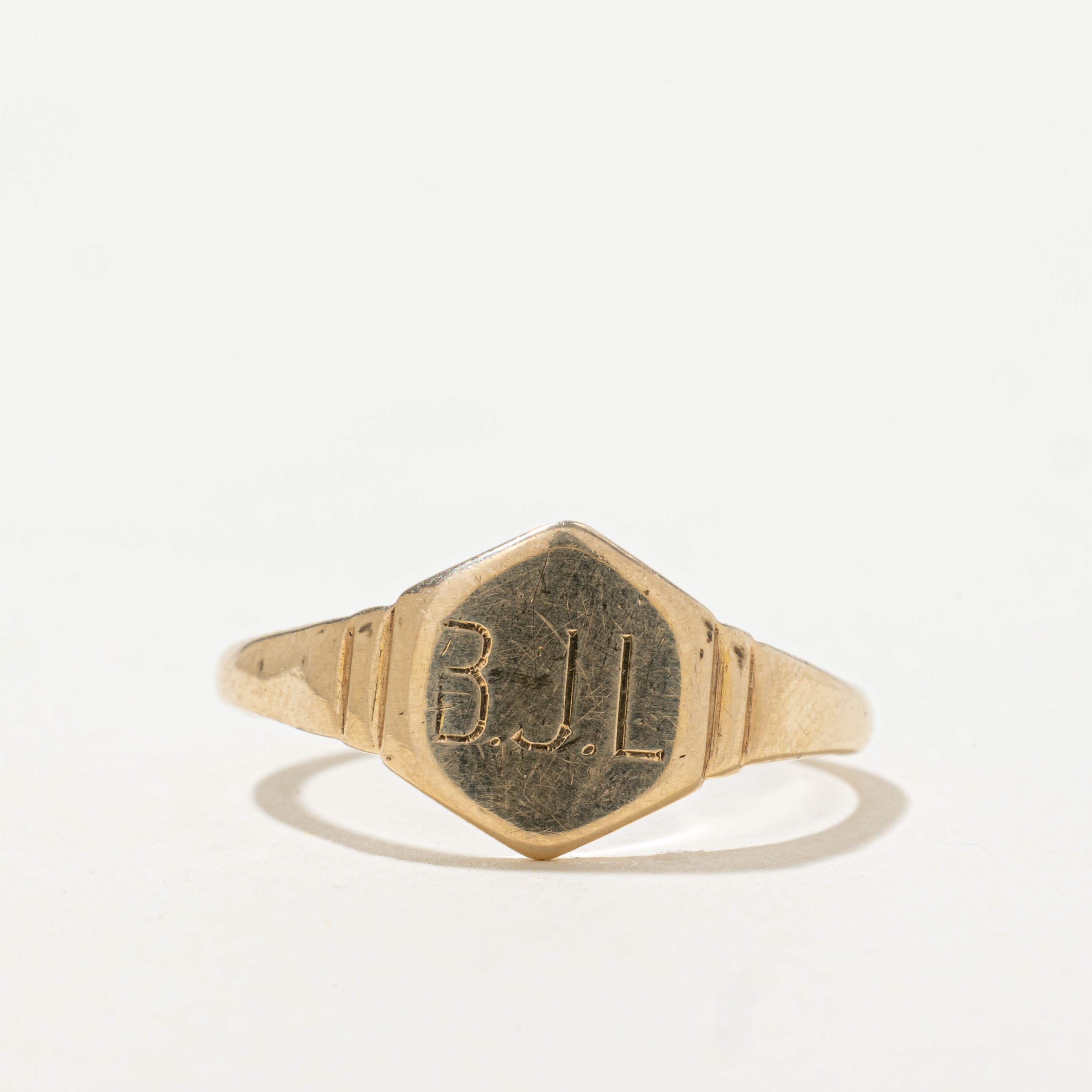 1944 London UK “BJL” Initialized Signet Ring | SZ 8