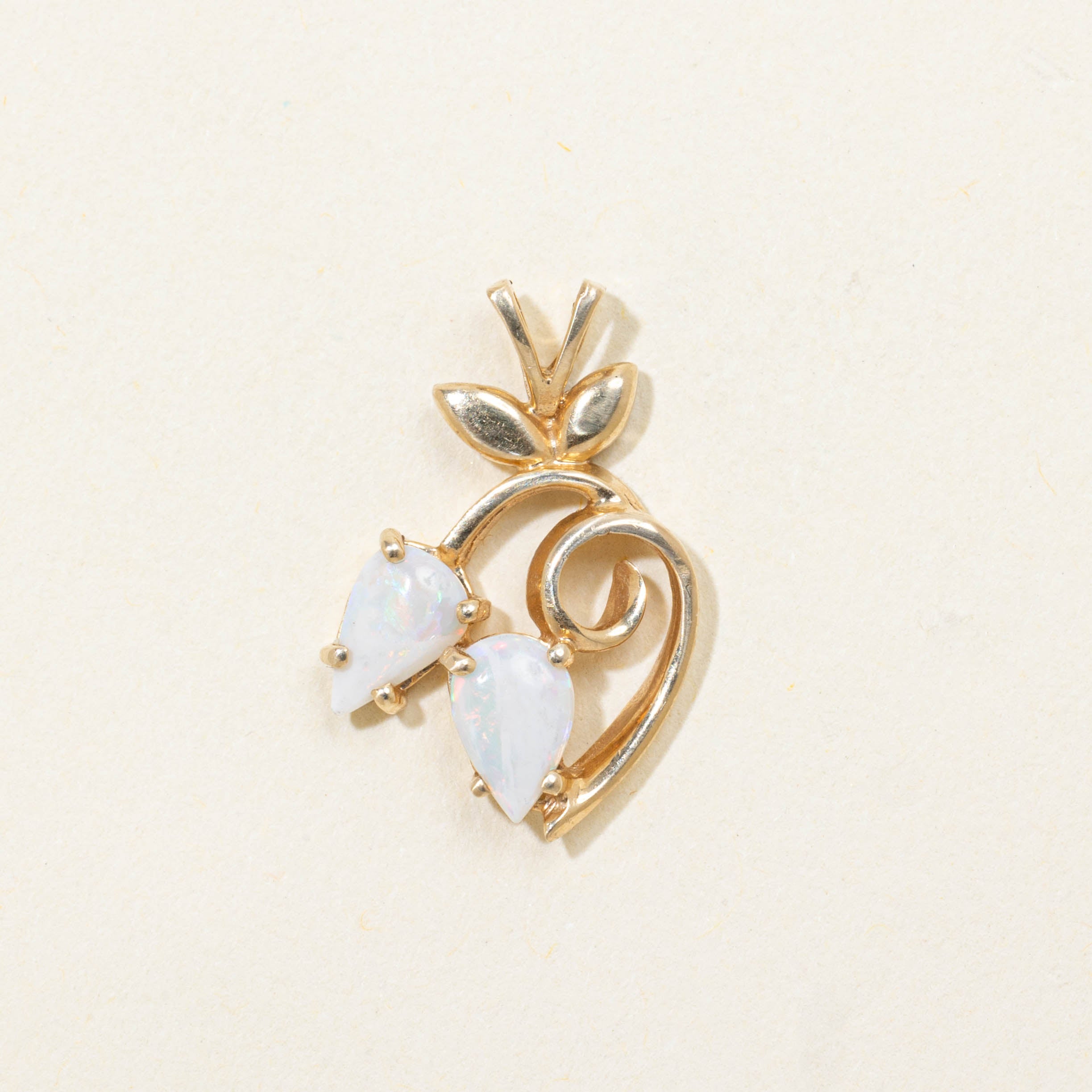 10k Two Stone Opal Swirl Pendant