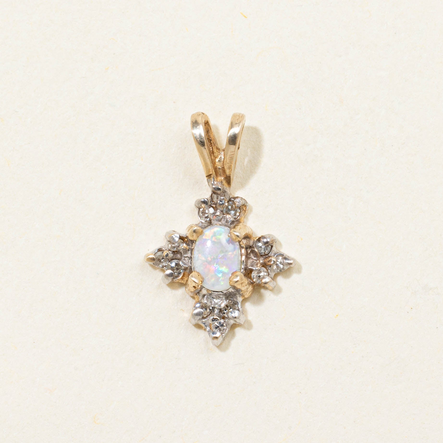 10k Opal & Diamond Pendant
