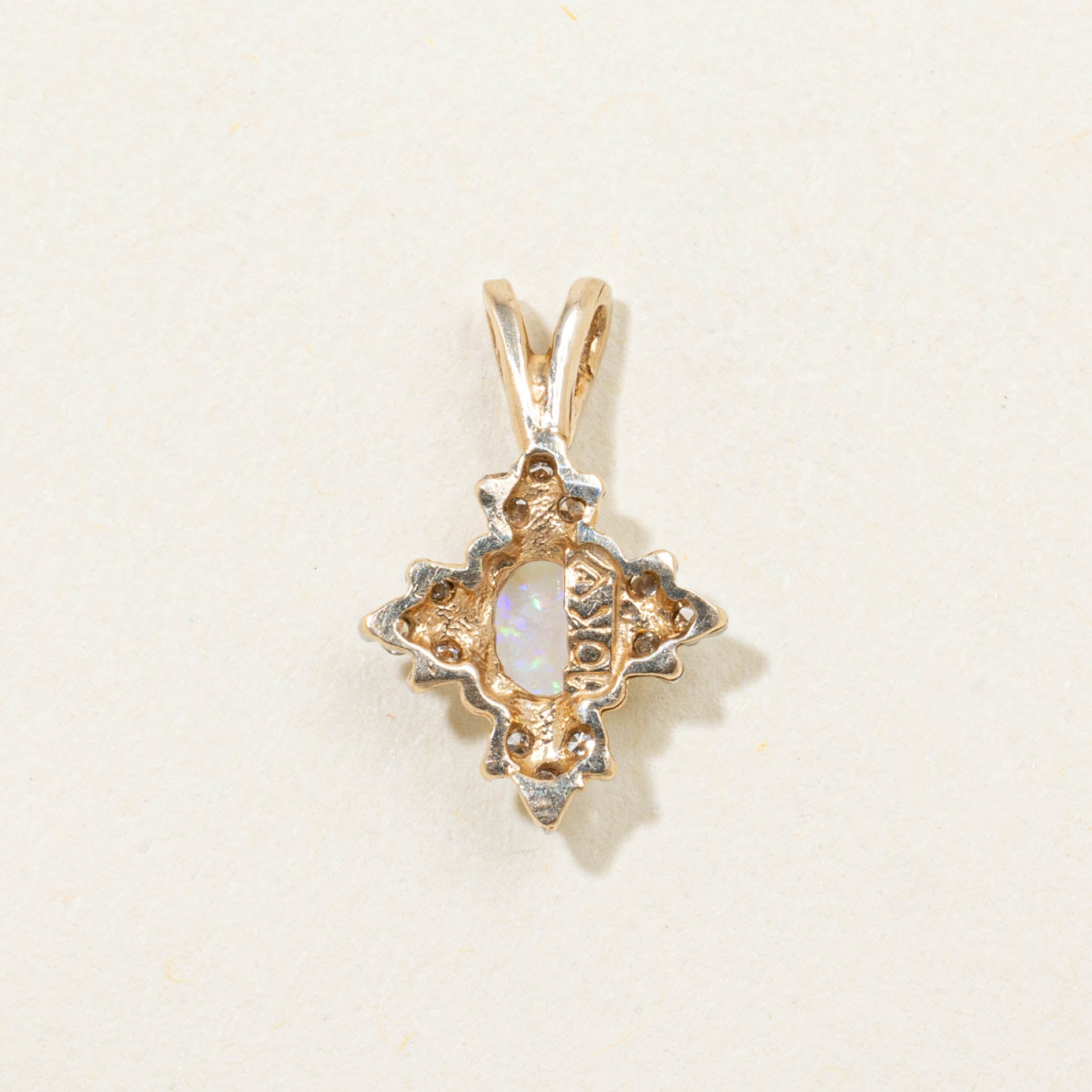 10k Opal & Diamond Pendant