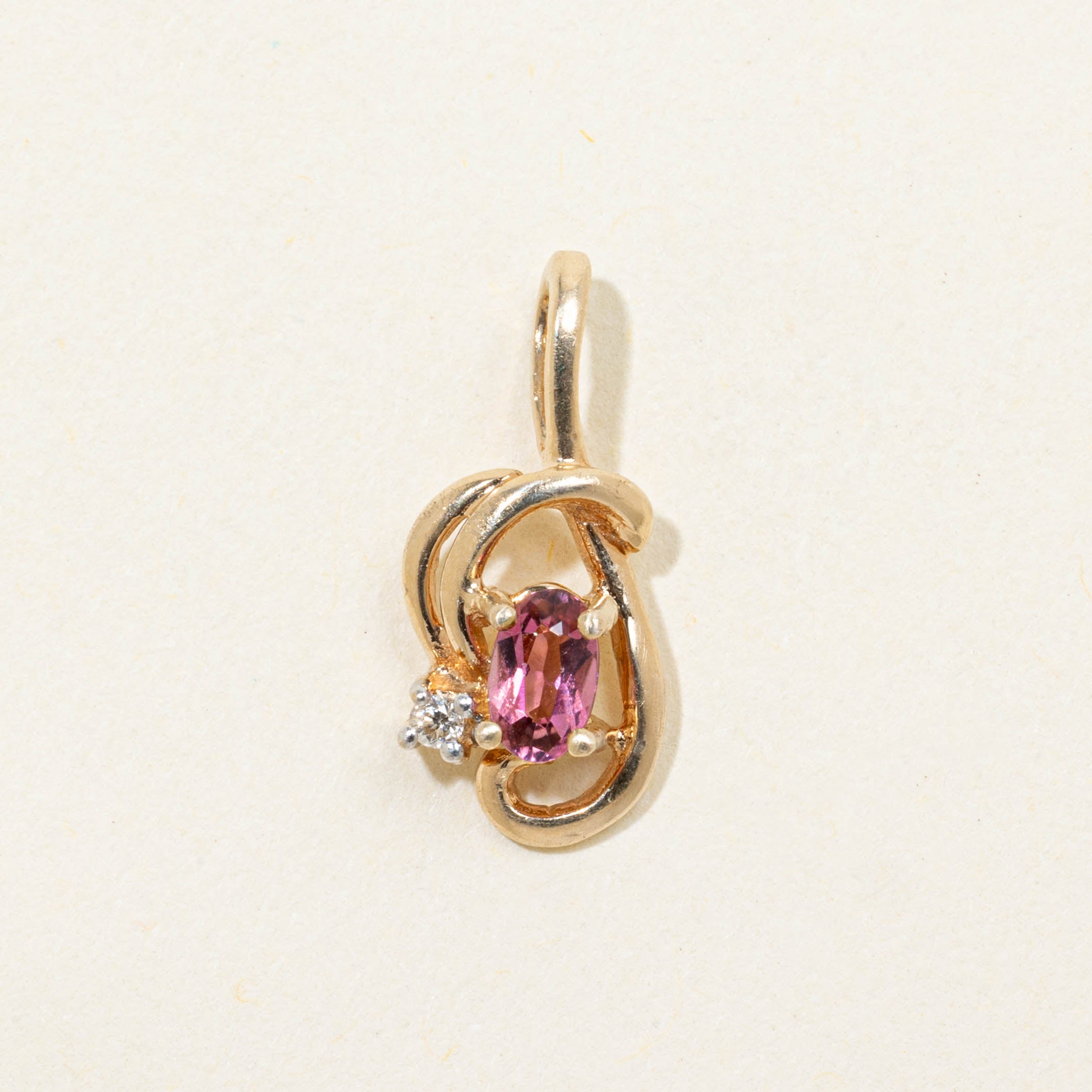 10k Tourmaline & Diamond Abstract Pendant