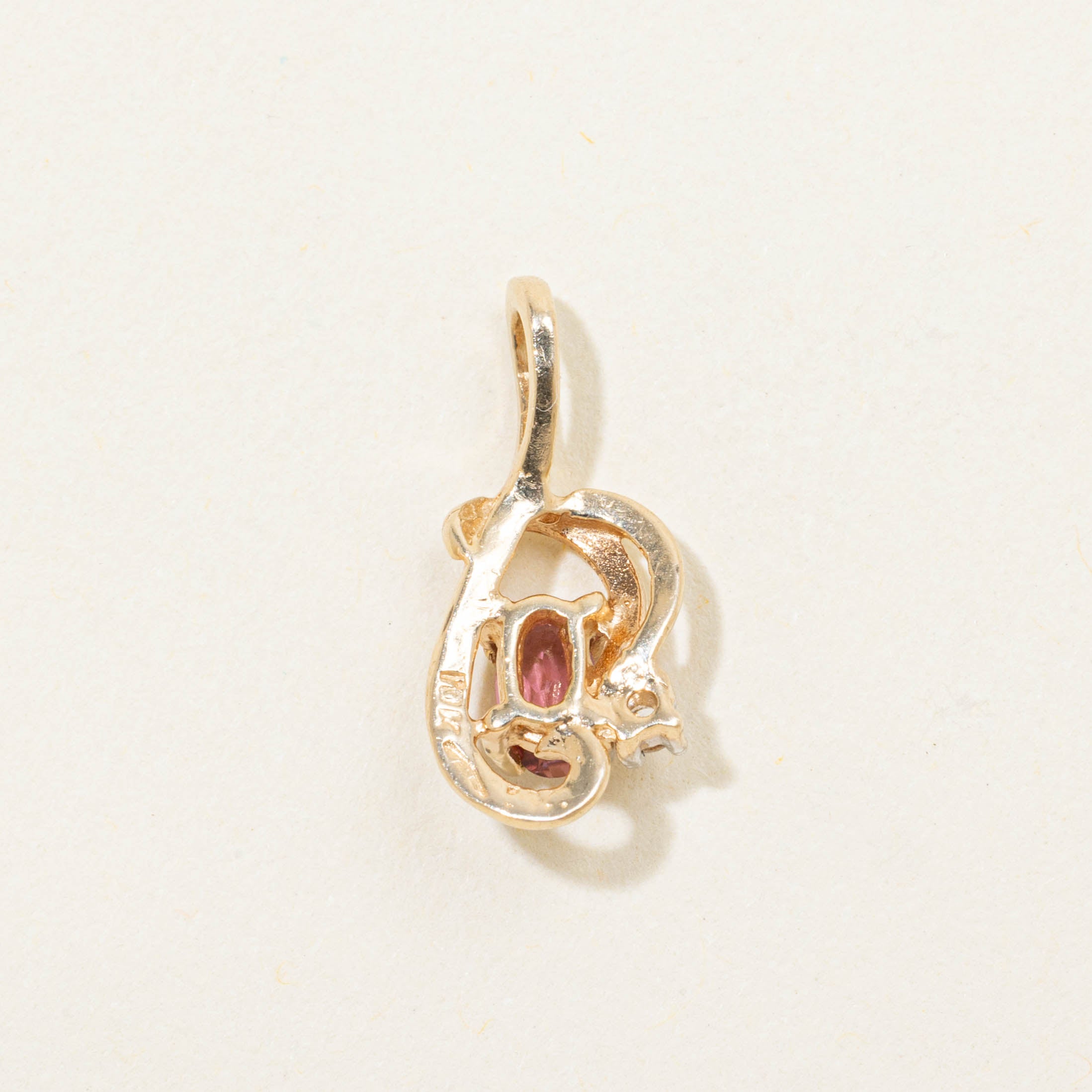 10k Tourmaline & Diamond Abstract Pendant