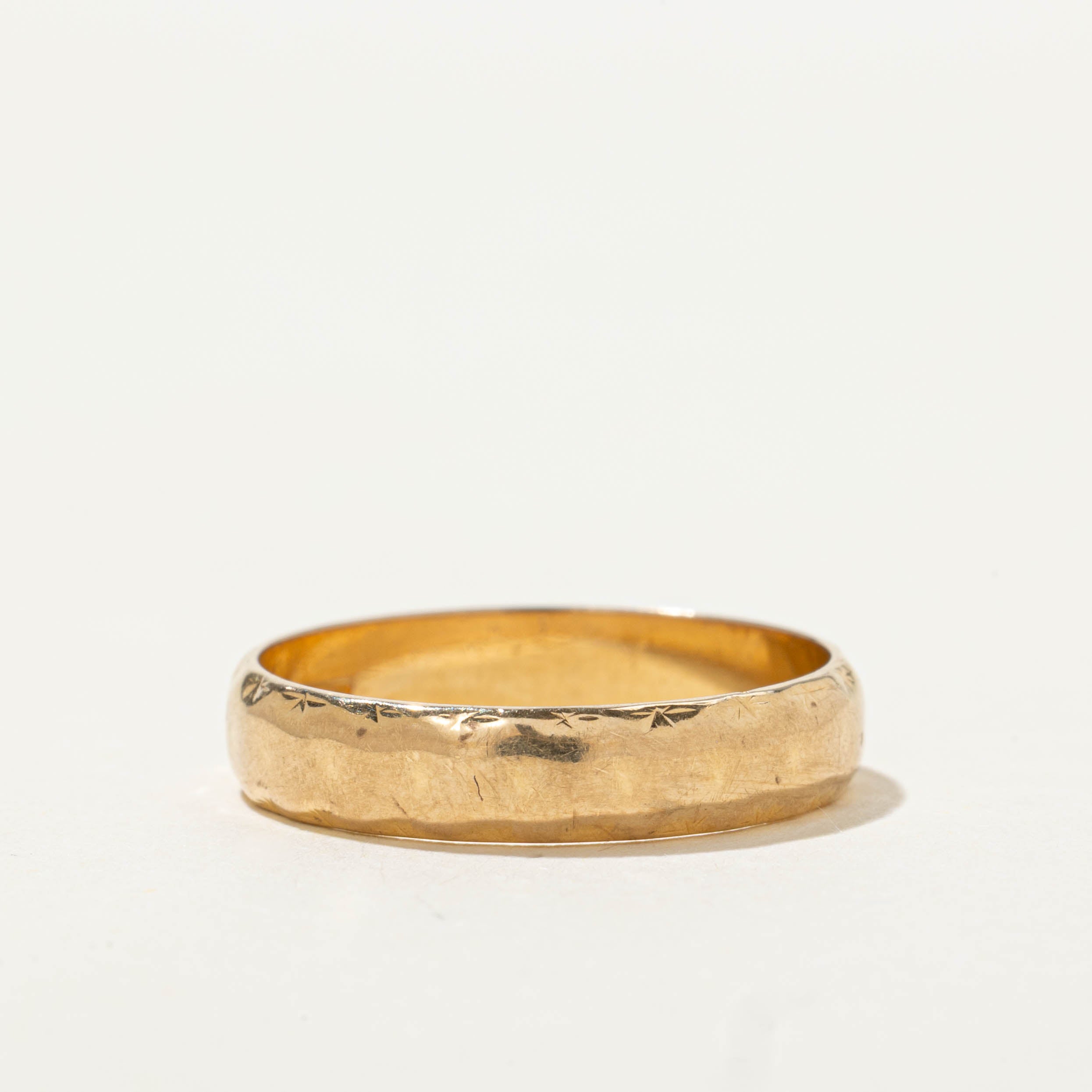 Italian Yellow Gold Textured Band | 3.90mm | SZ 6