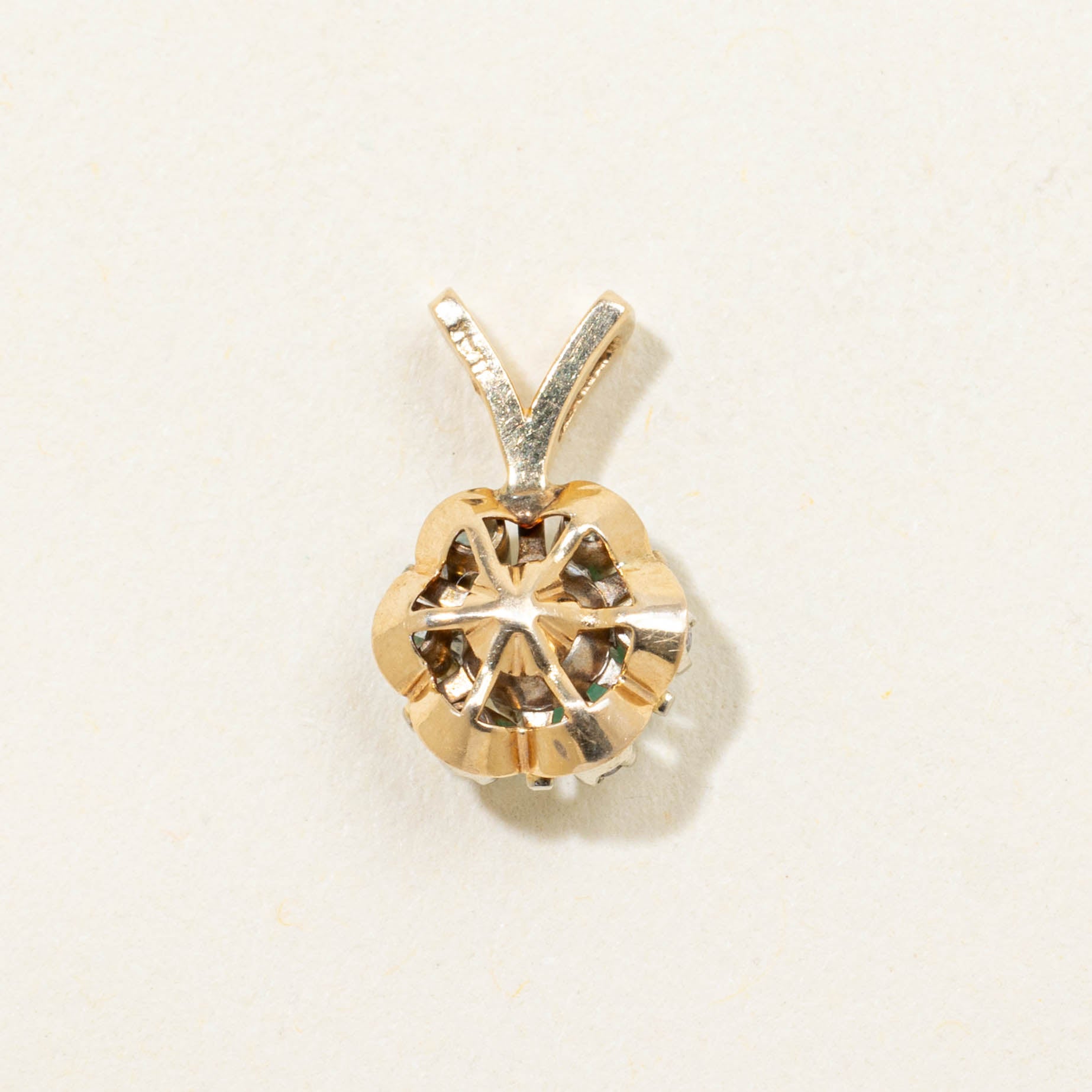 14k Emerald & Diamond Floral Cluster Pendant