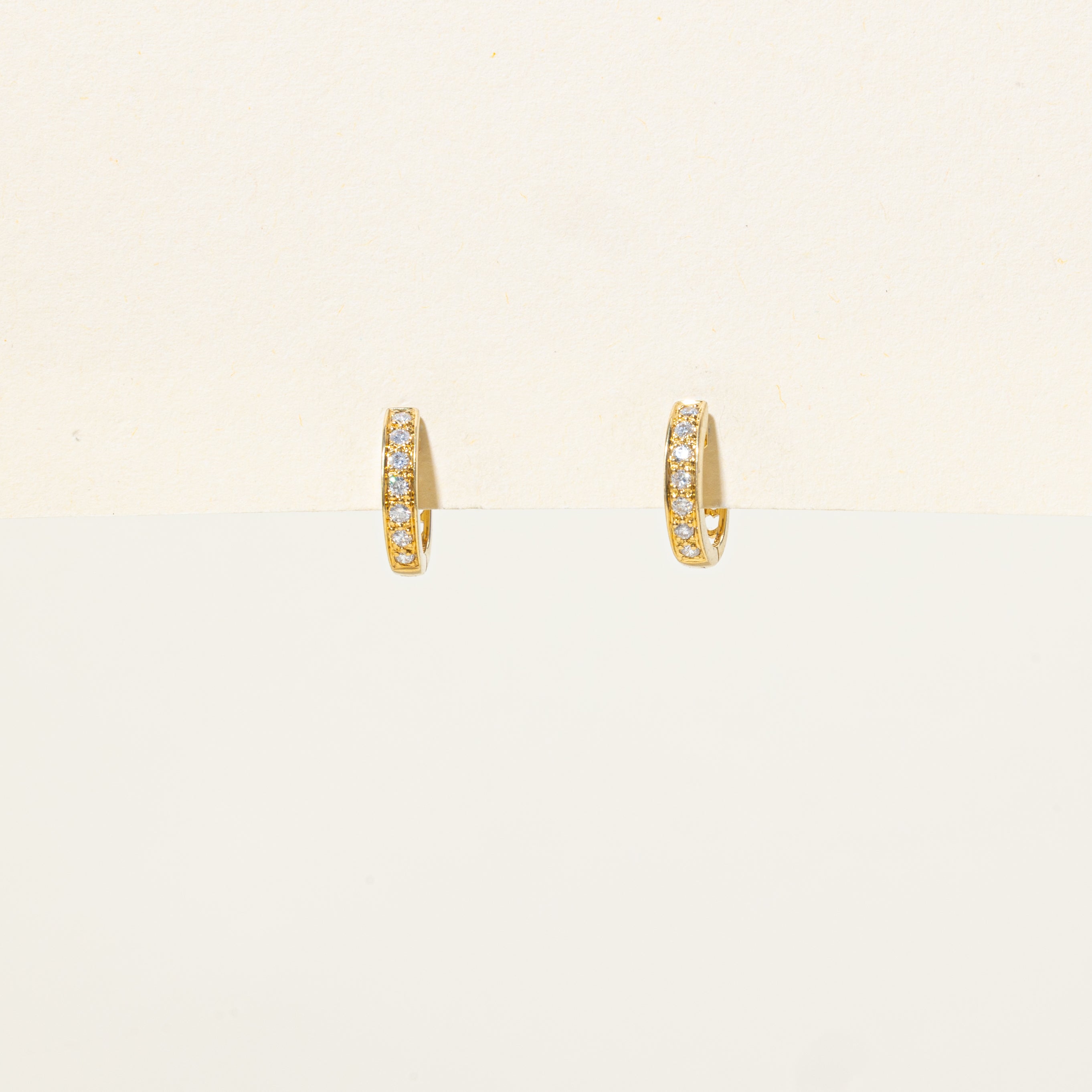18k Diamond Huggie Earrings | 0.16ctw