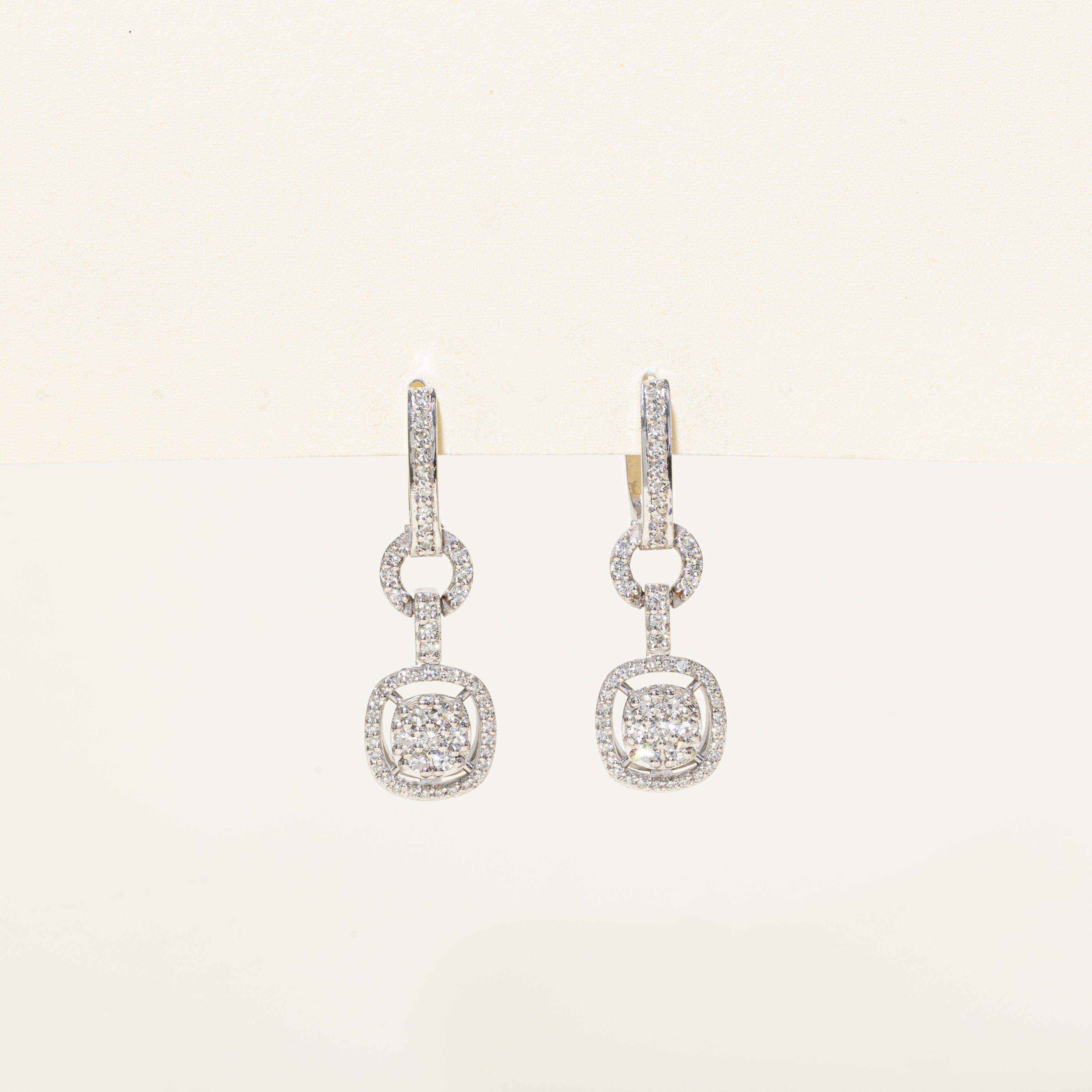 Diamond Halo Open Link Drop Earrings | 1.34ctw
