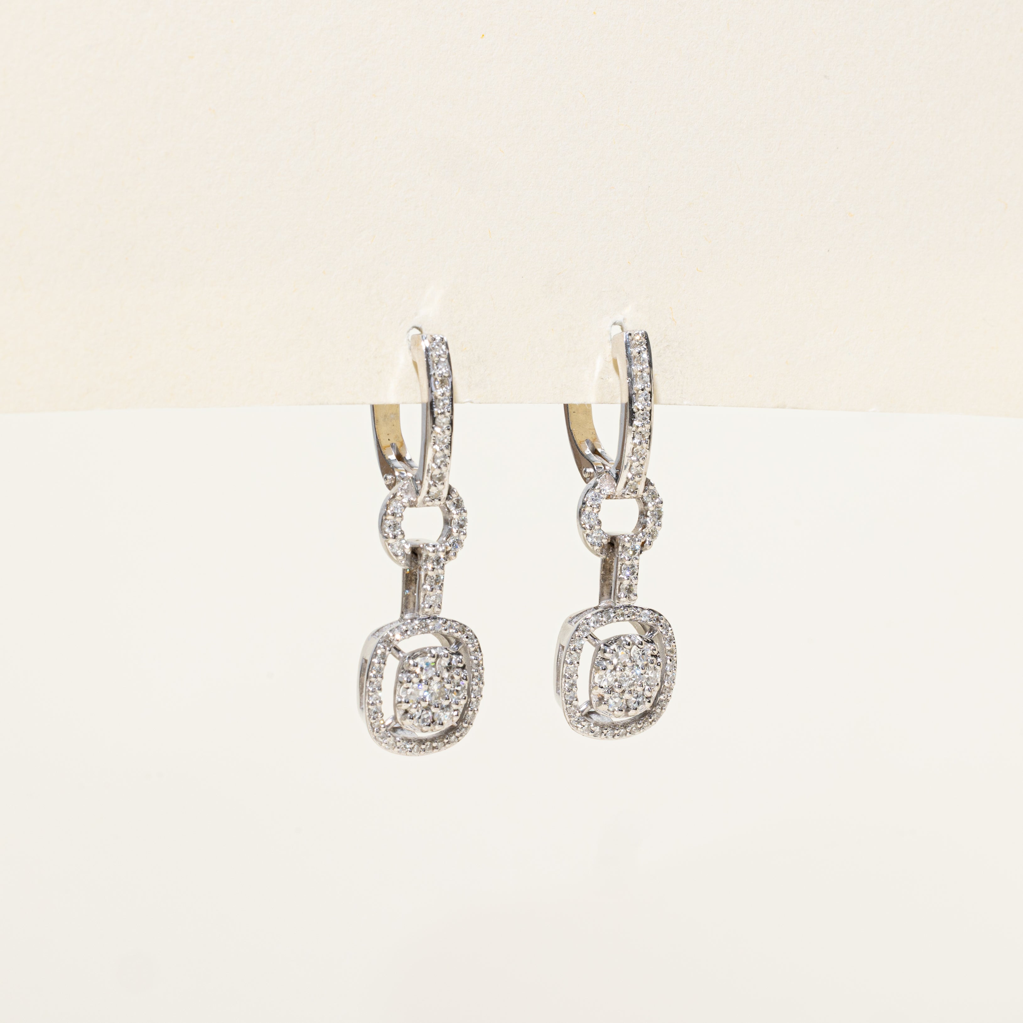 Diamond Halo Open Link Drop Earrings | 1.34ctw