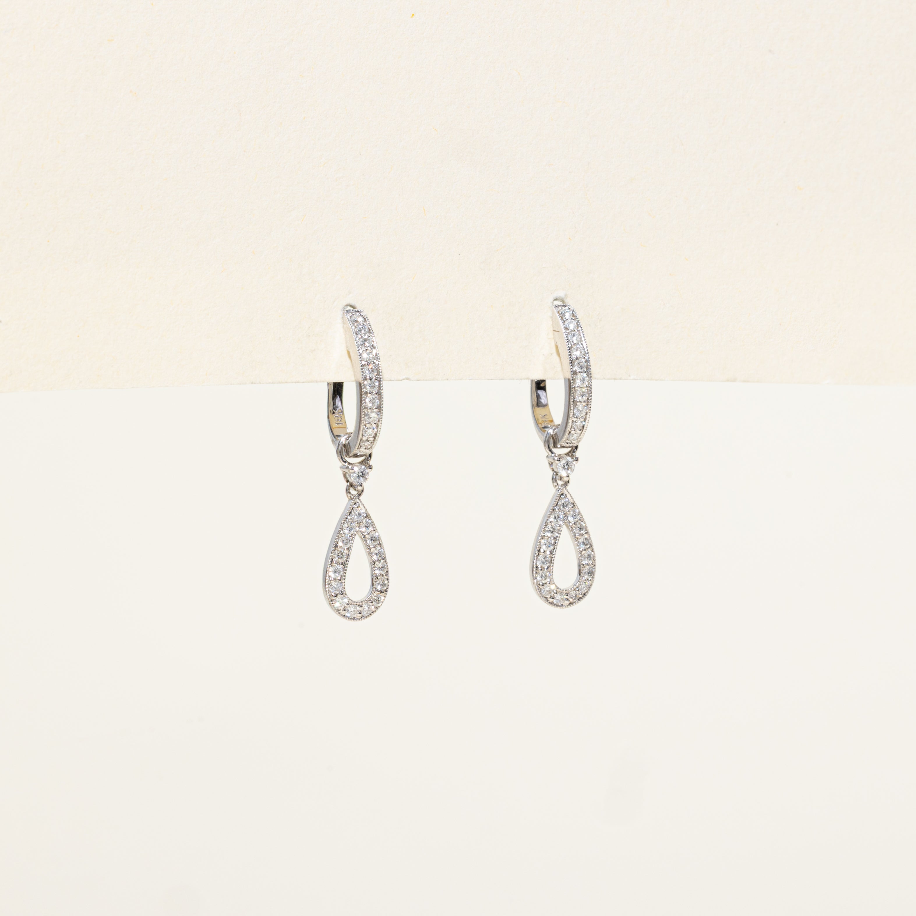 Diamond Milgrain Teardrop Drop Earrings | 0.50ctw