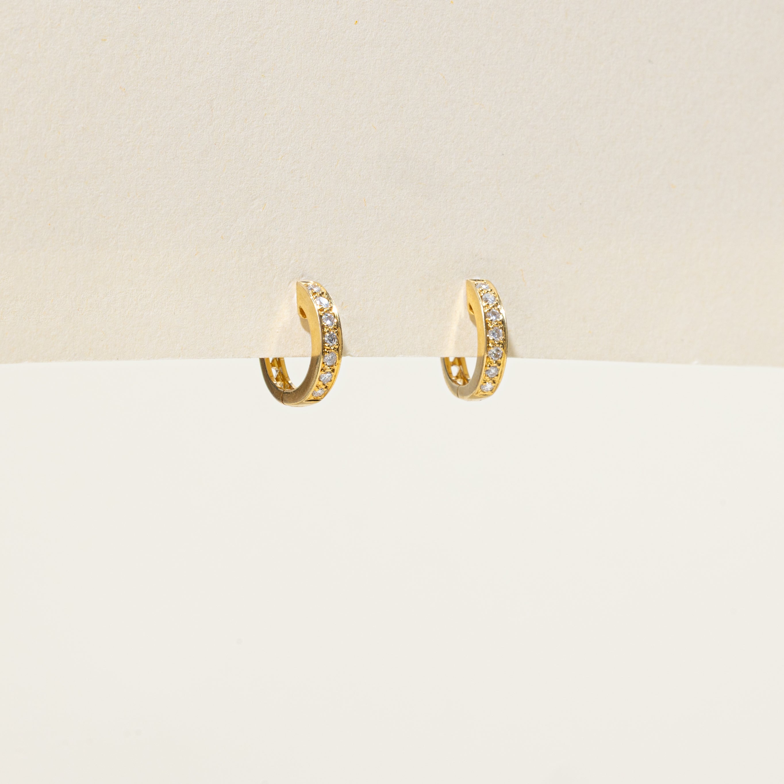 18k Diamond Huggie Earrings | 0.16ctw