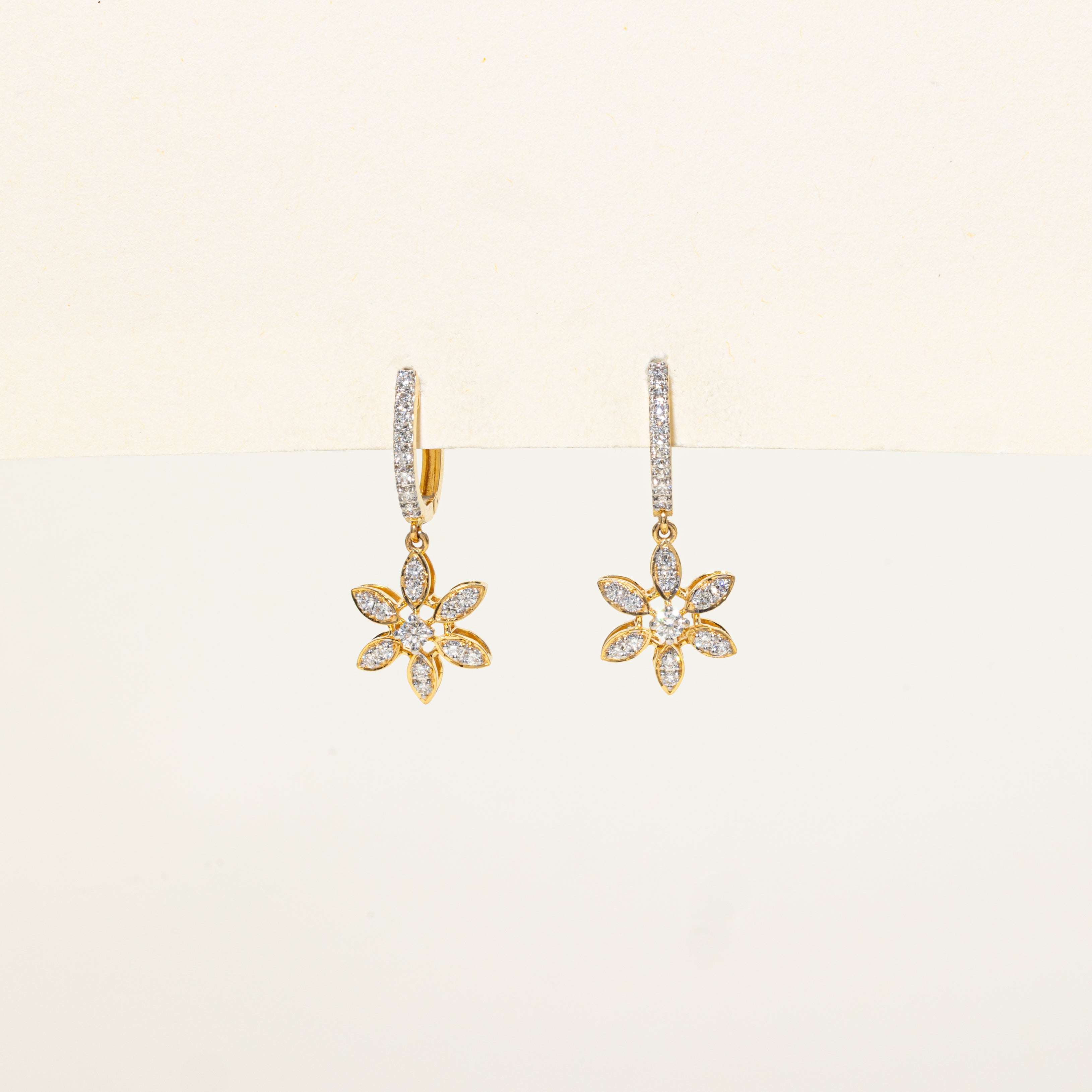 Diamond Jasmine Flower Drop Earrings | 0.61ctw