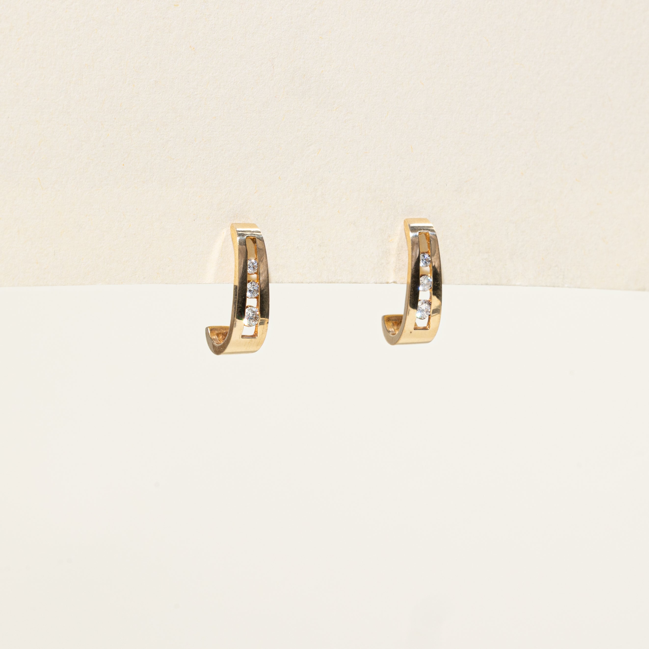 Channel Set Diamond Half Huggie Earrings | 0.20ctw