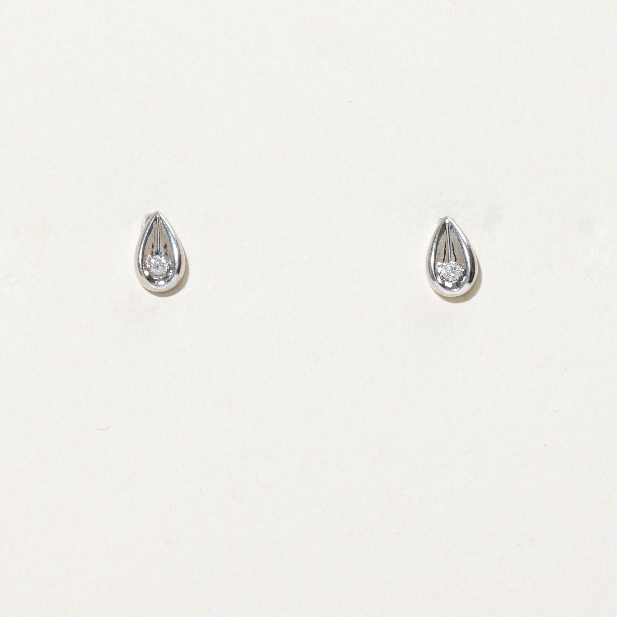 Diamond Pear Shaped Stud Earrings | 0.09ctw