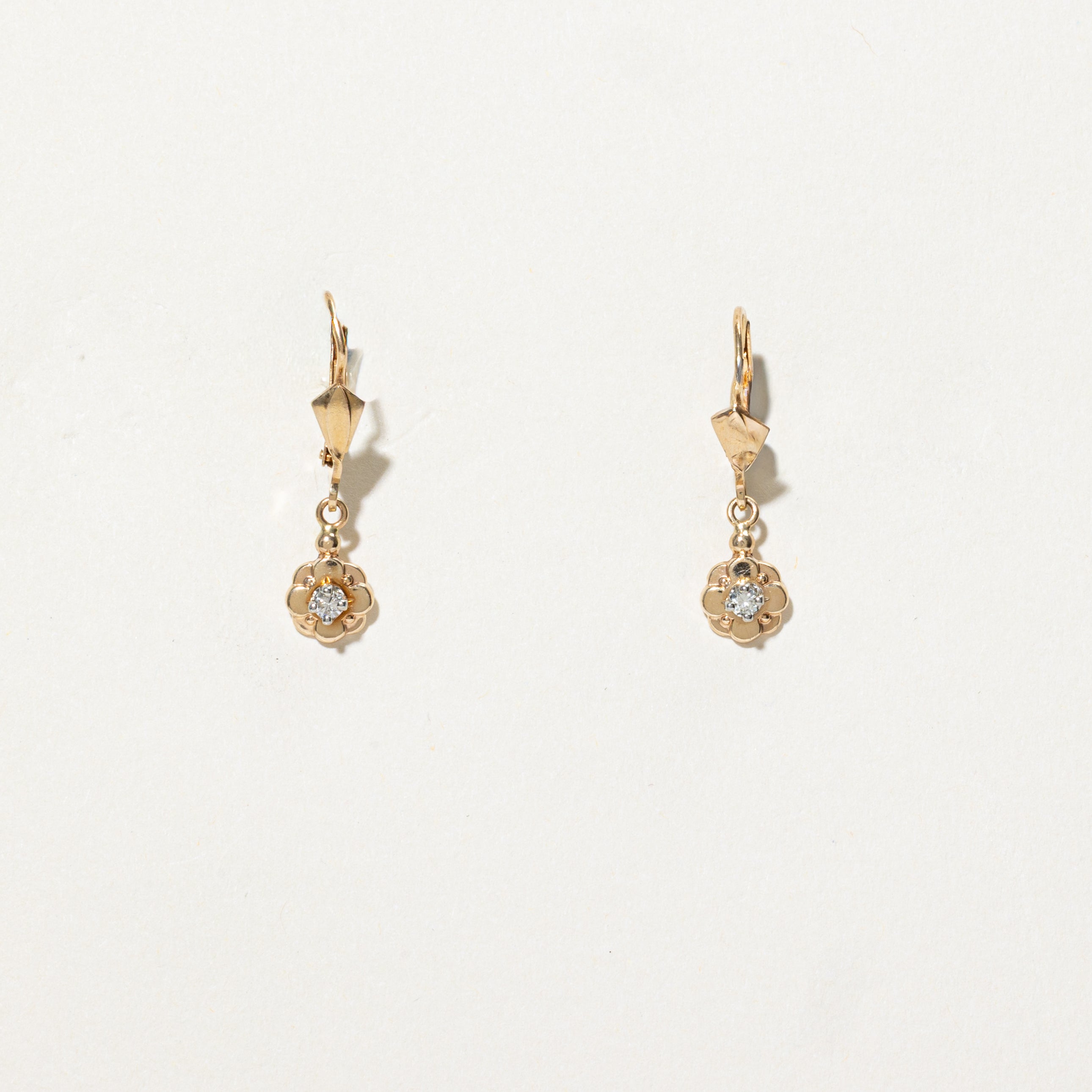 Diamond Flower Drop Earrings | 0.10ctw