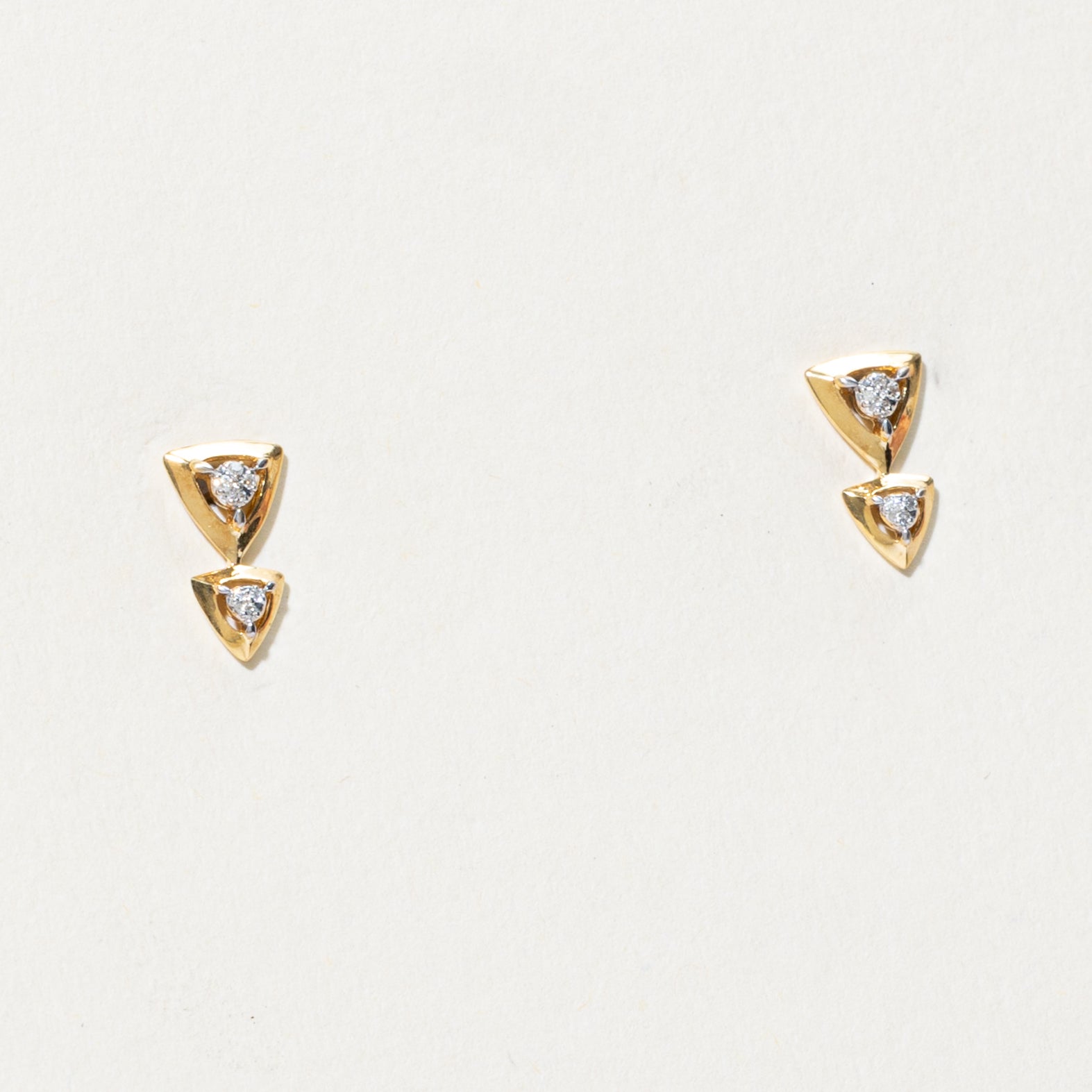 Diamond Double Triangle Stud Earrings | 0.02ctw