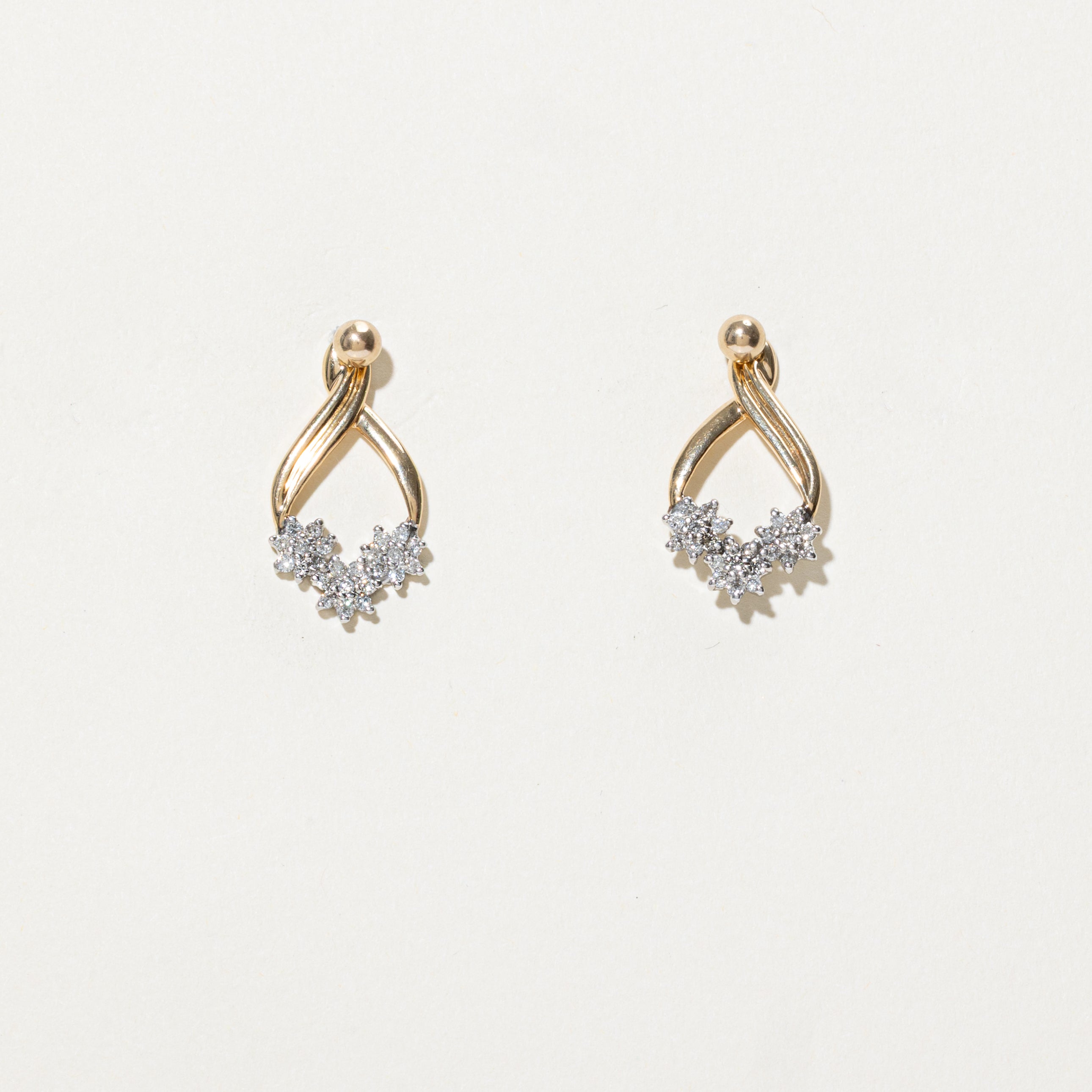 Diamond Petal Cluster Teardrop Drop Earrings | 0.43ctw