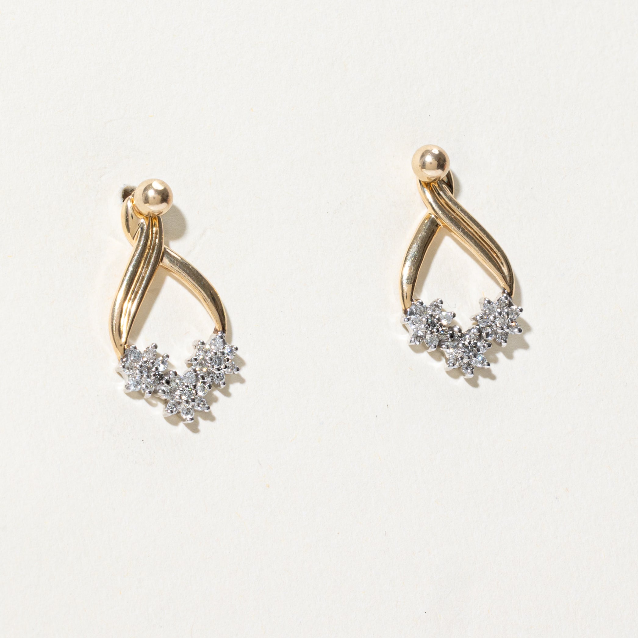Diamond Petal Cluster Teardrop Drop Earrings | 0.43ctw