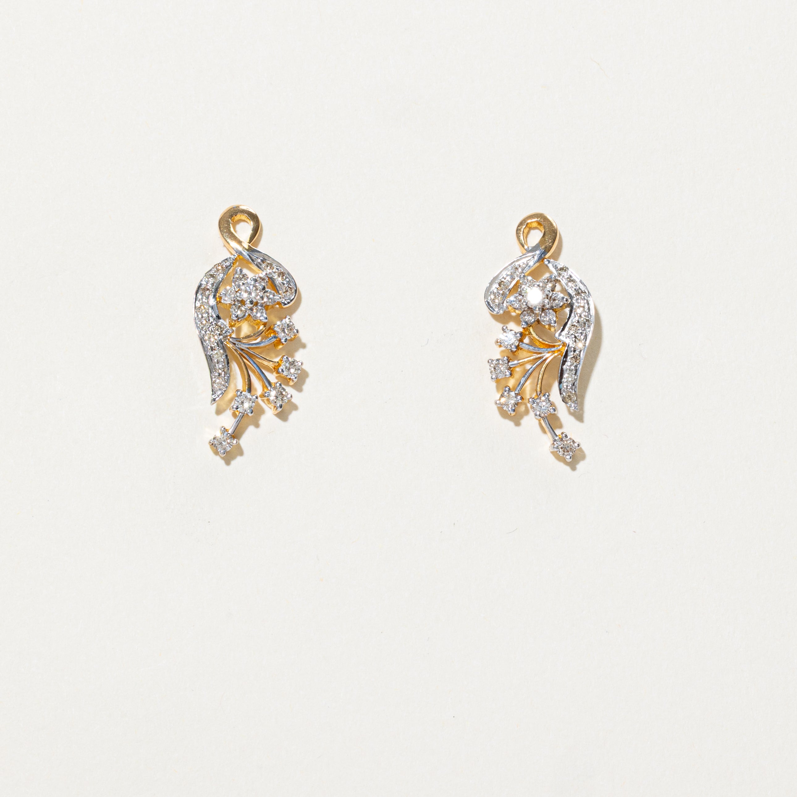 Diamond Floral Ornate Drop Earrings | 0.90ctw
