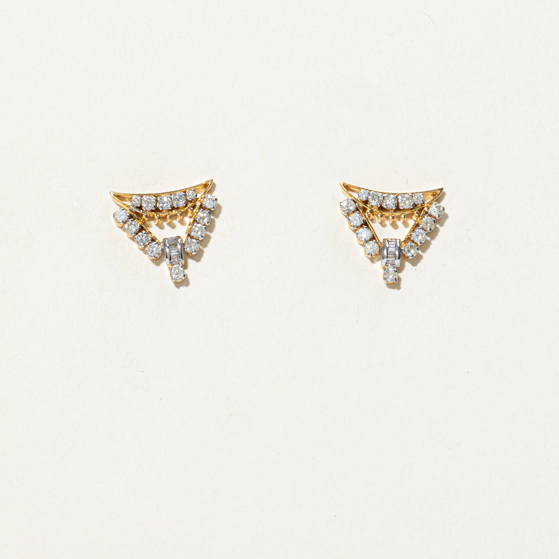 Diamond Open Triangle Stud Earrings | 1.00ctw