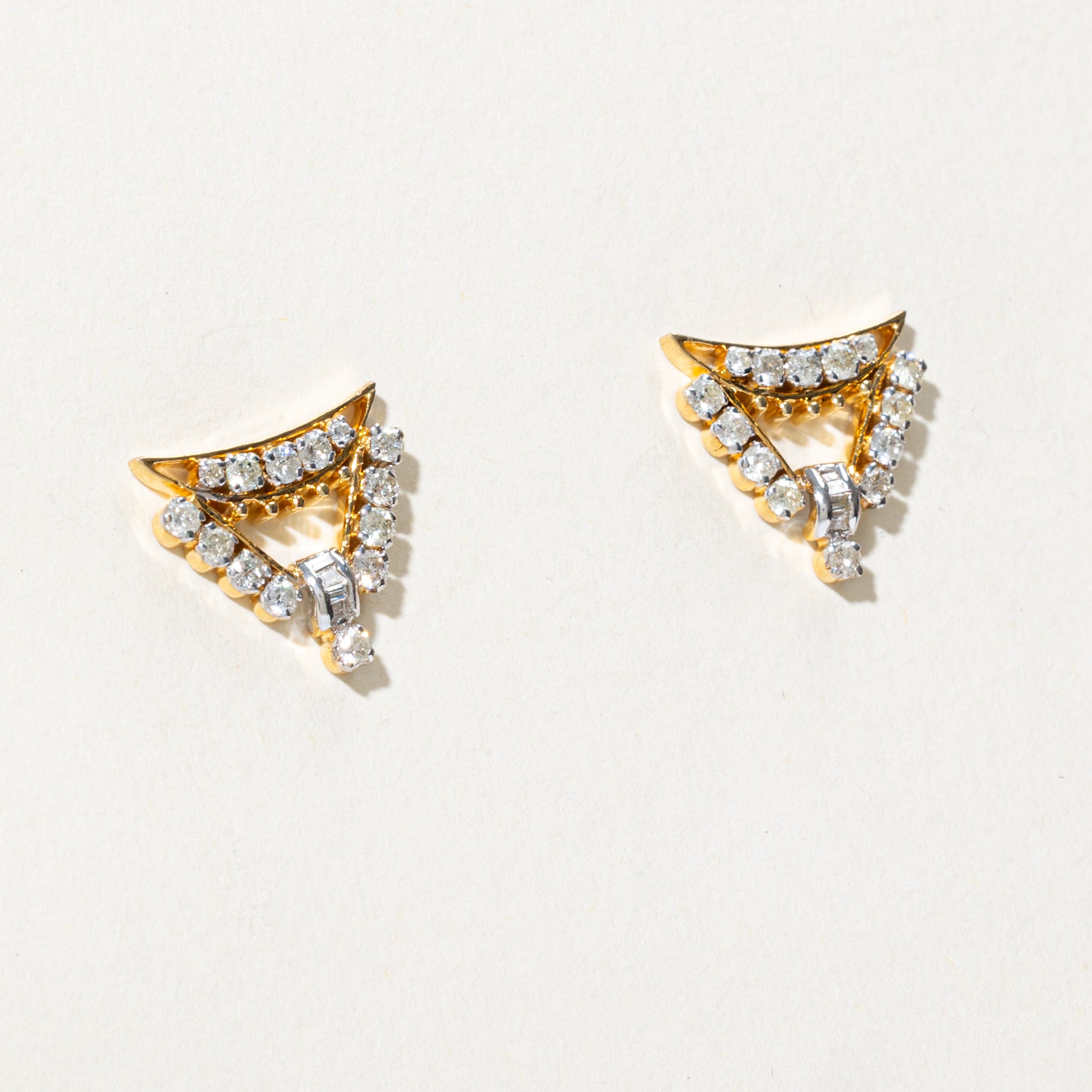 Diamond Open Triangle Stud Earrings | 1.00ctw