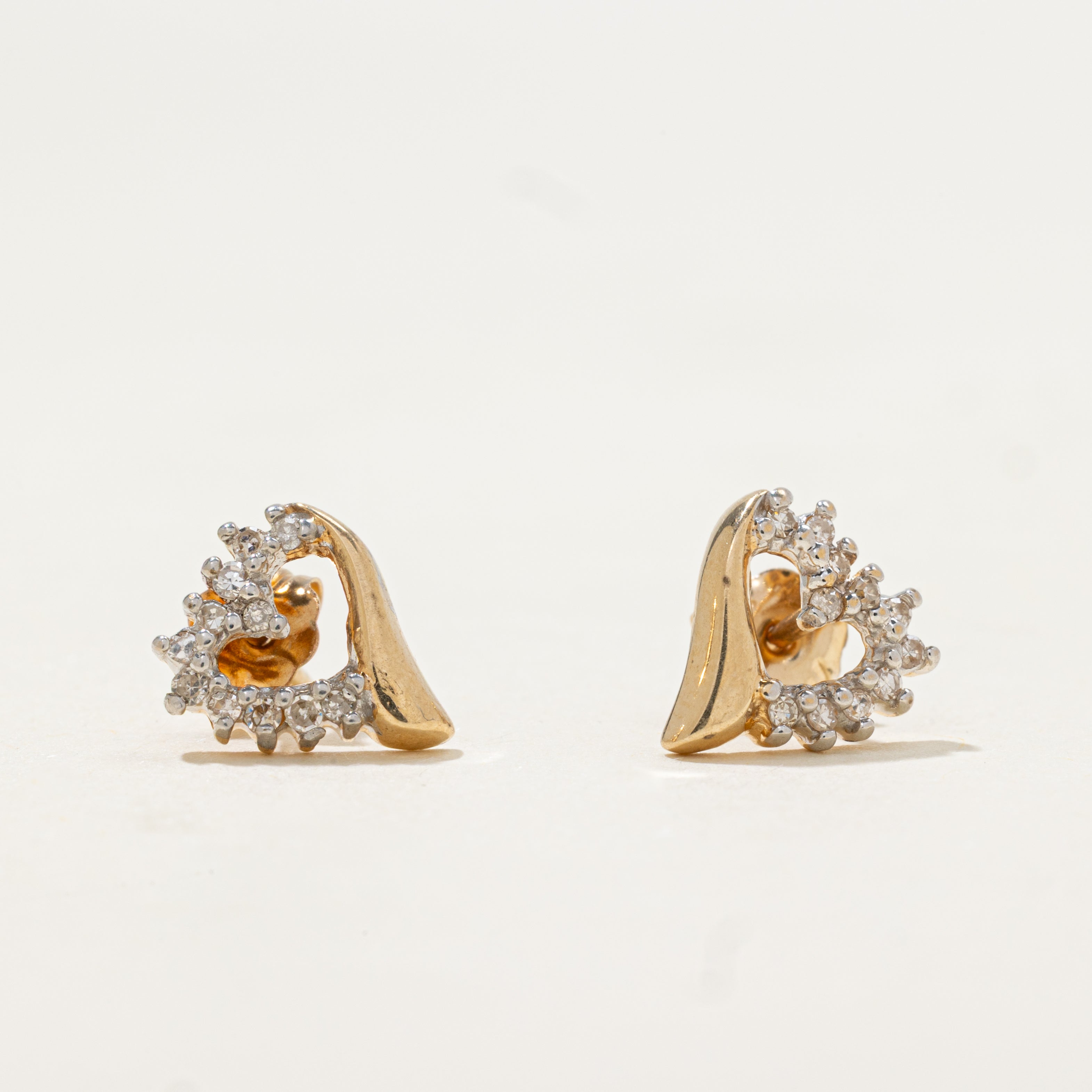 Diamond Petal Open Heart Stud Earrings | 0.11ctw