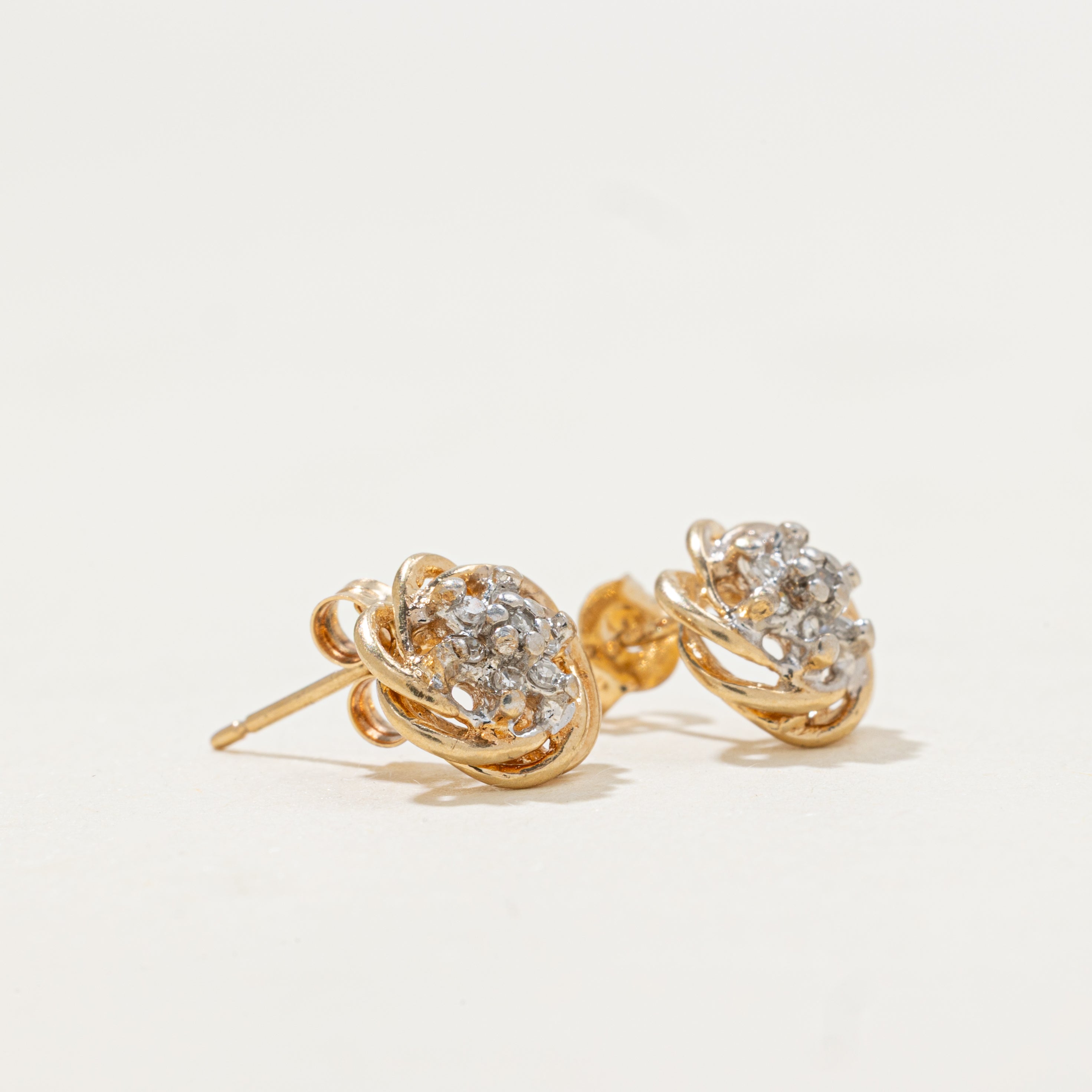 Diamond Cluster Knot Stud Earrings | 0.07ctw
