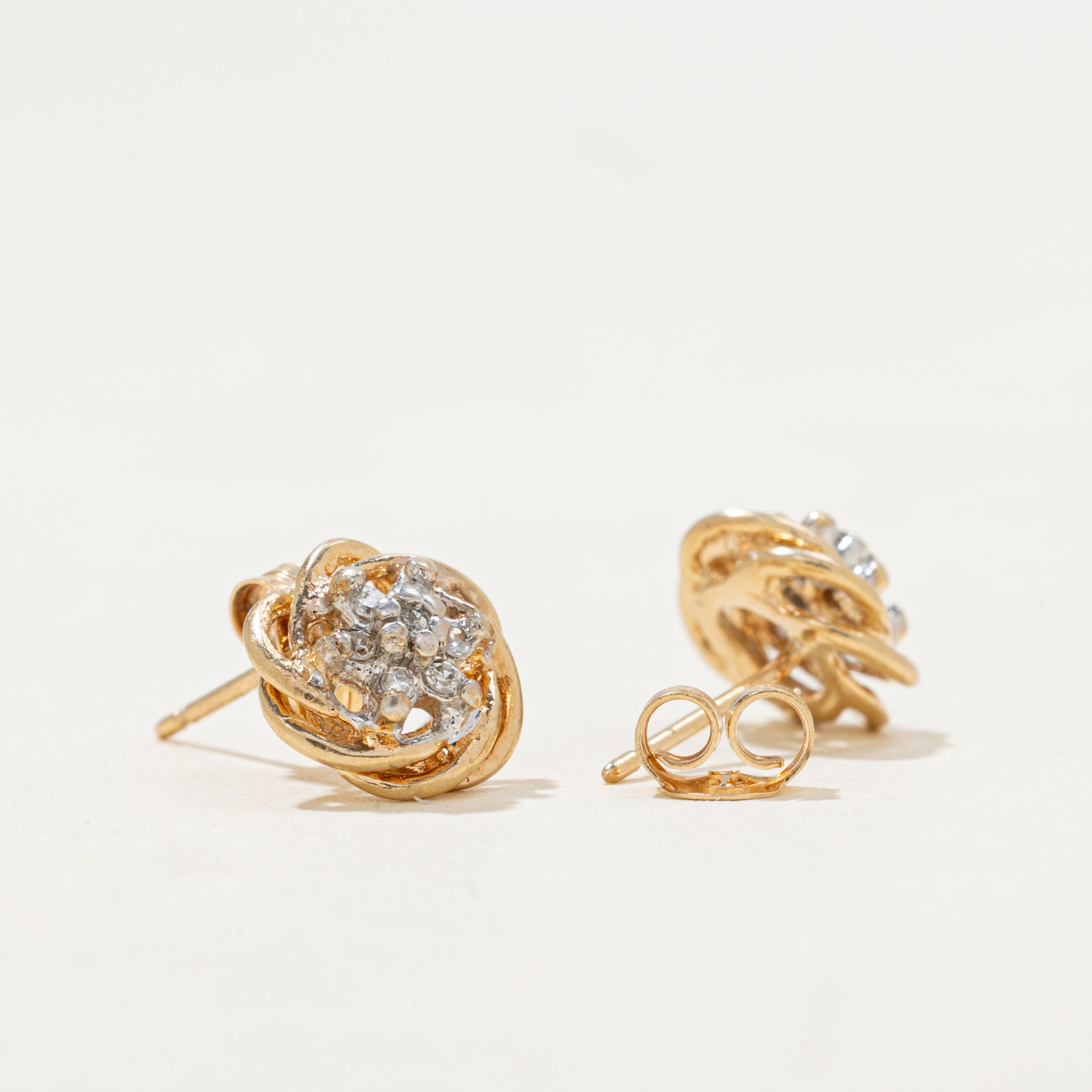 Diamond Cluster Knot Stud Earrings | 0.07ctw
