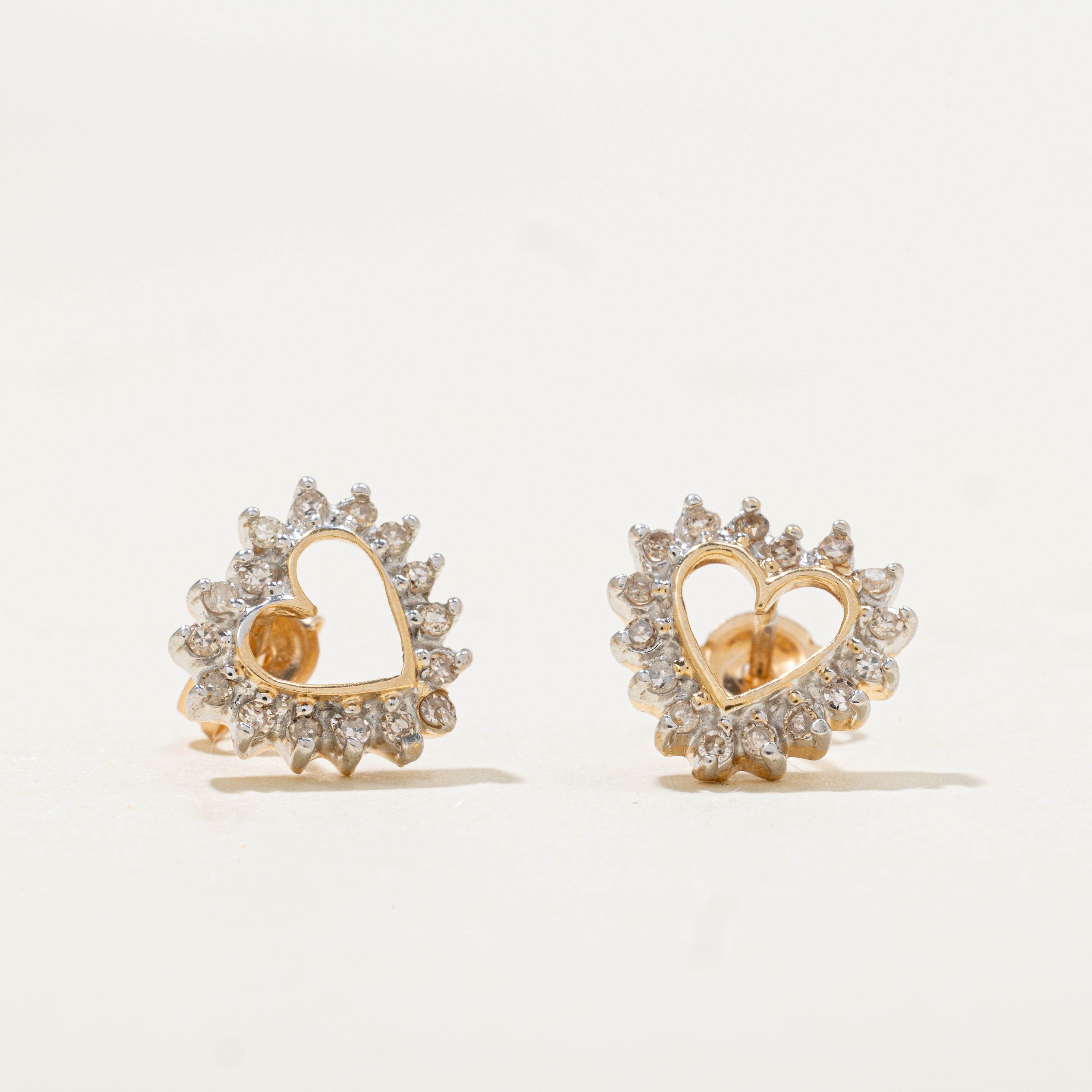 Diamond Petal Open Heart Stud Earrings | 0.28ctw