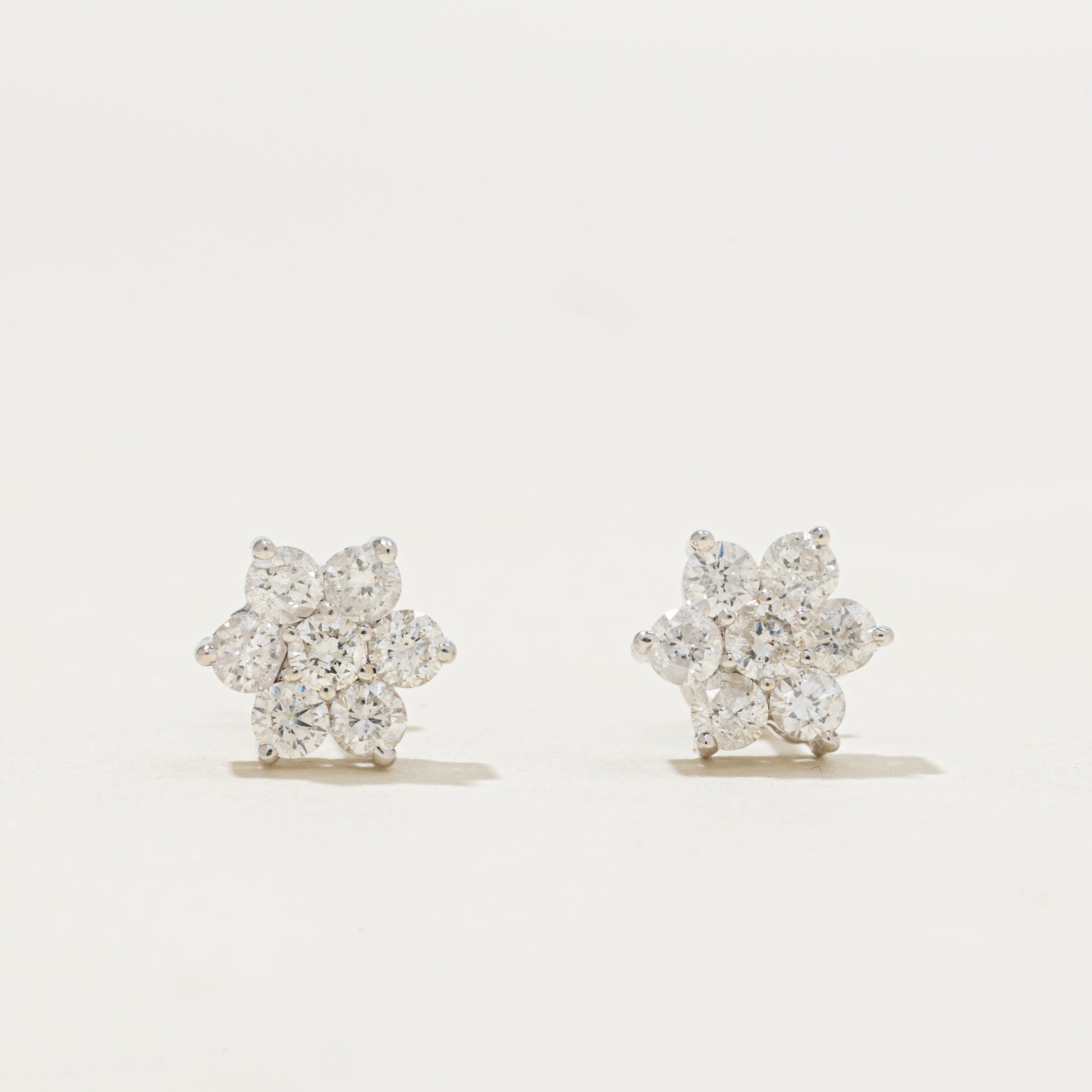 Diamond Petal Cluster Stud Earrings | 0.98ctw