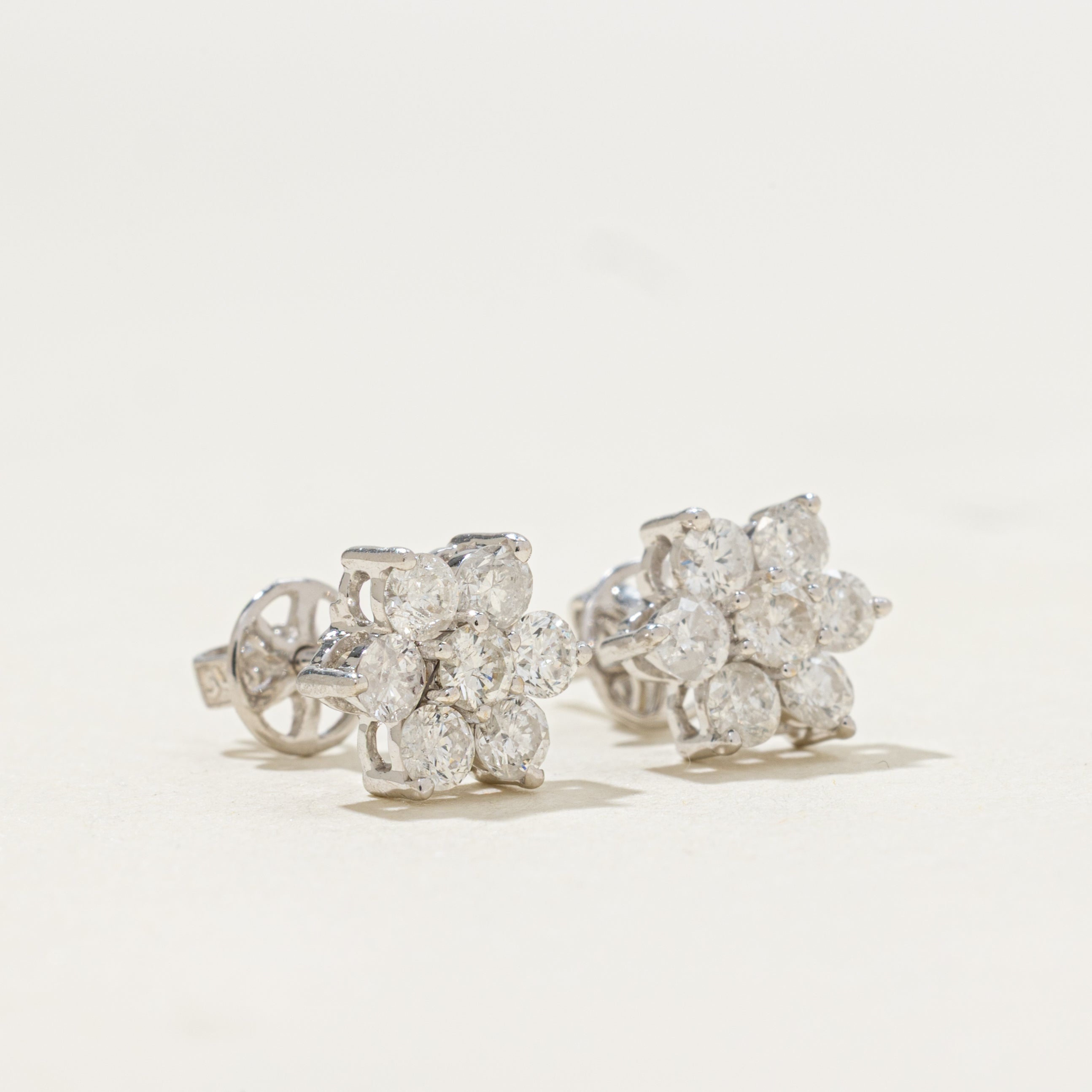 Diamond Petal Cluster Stud Earrings | 0.98ctw