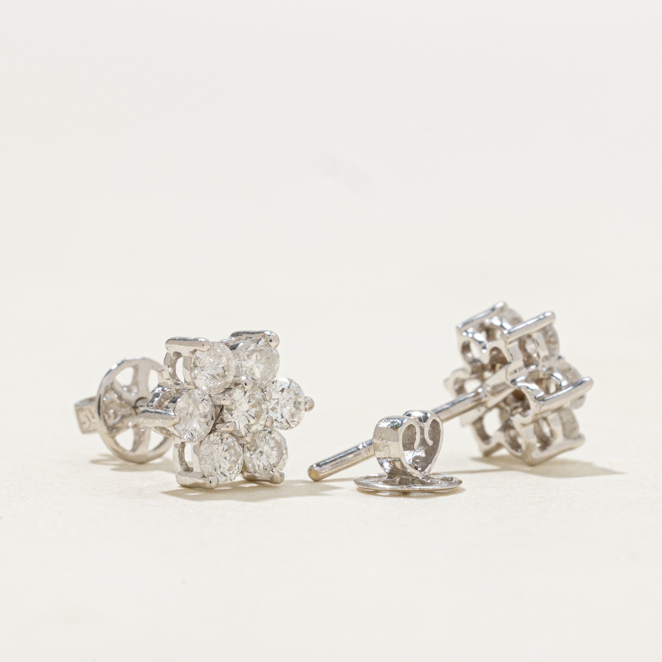 Diamond Petal Cluster Stud Earrings | 0.98ctw
