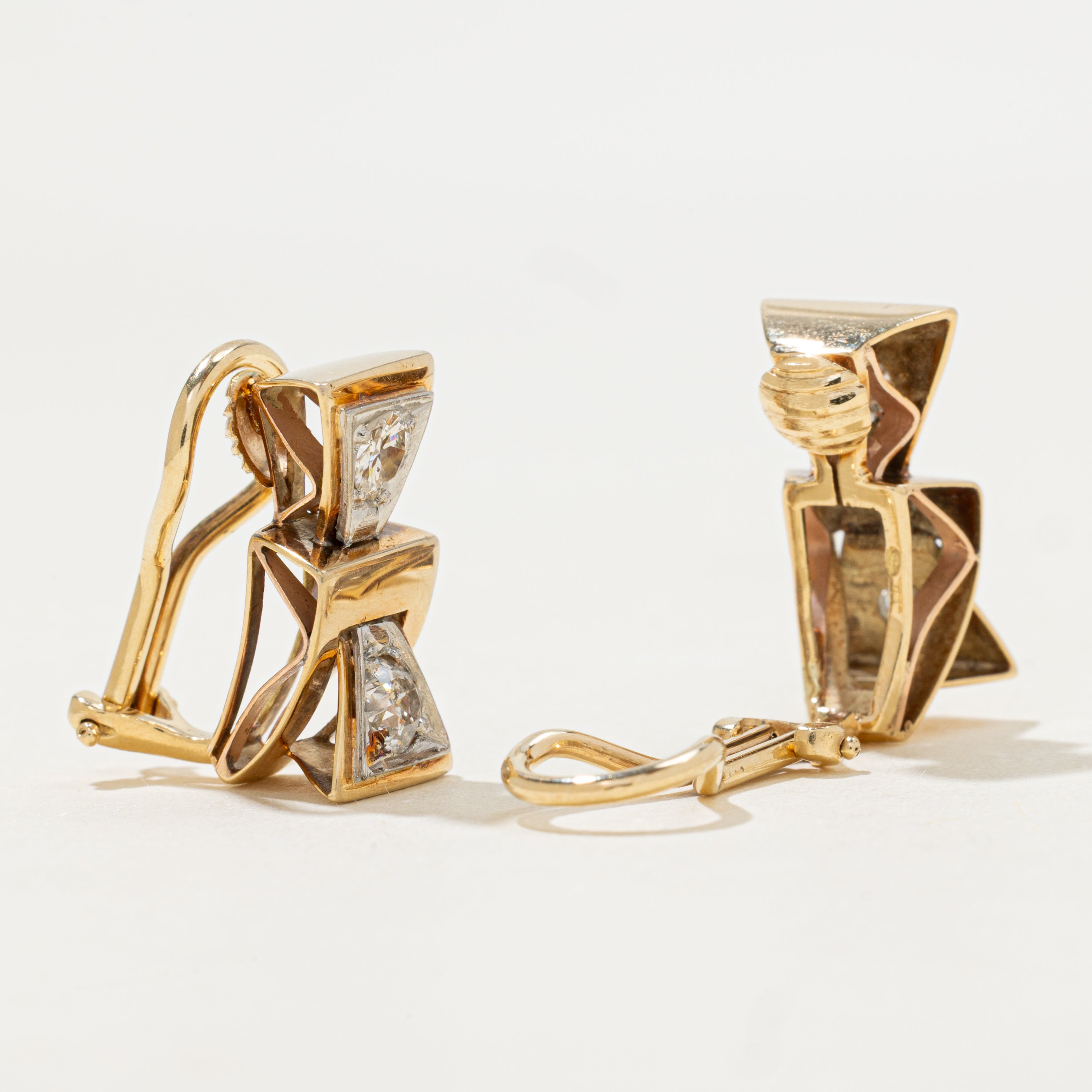 Old European Cut Diamond Bowtie Clip-On Earrings | 0.75ctw