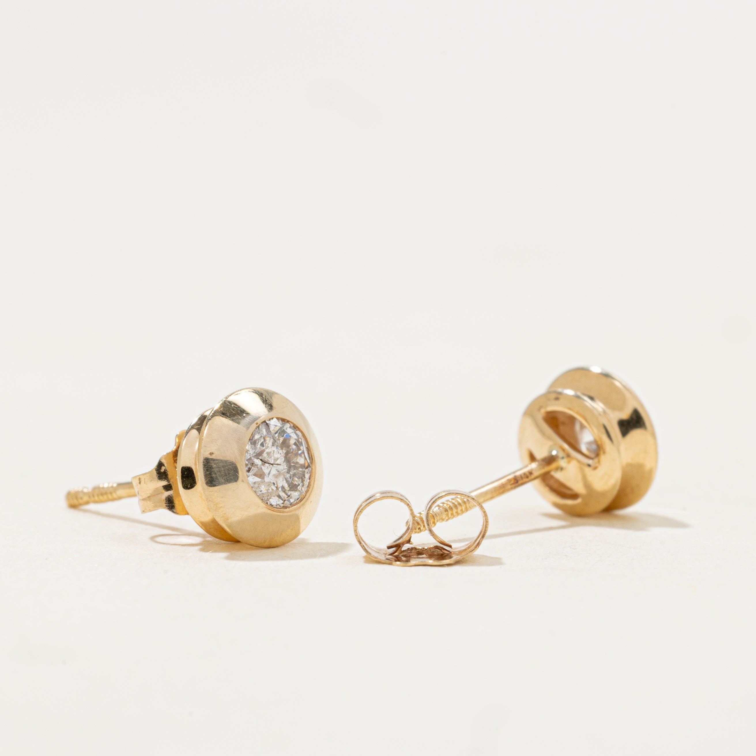 Bezel Set Diamond Roundel Stud Earrings | 0.39ctw