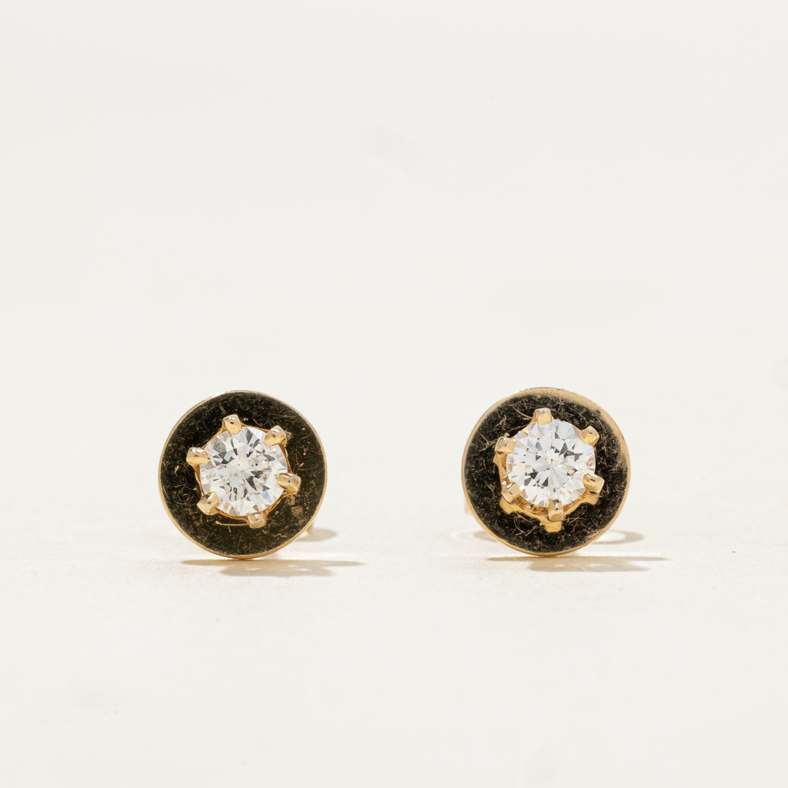 Solitaire Diamond Circle Stud Earrings | 0.39ctw