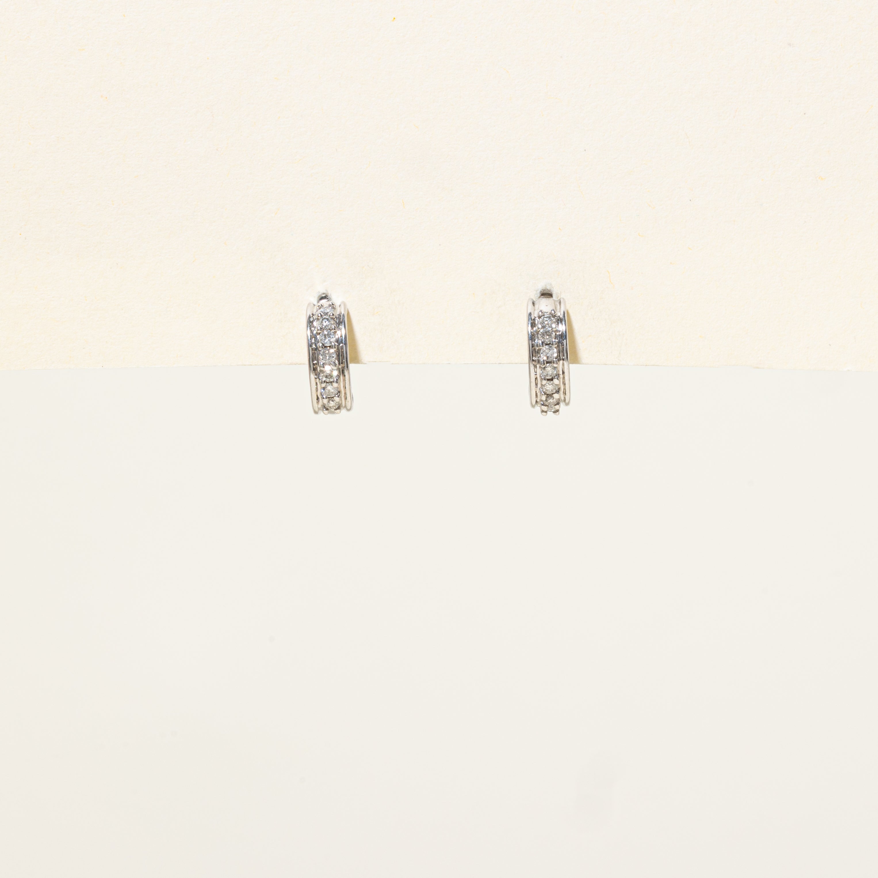Diamond Grooved Half Huggie Earrings | 0.21ctw