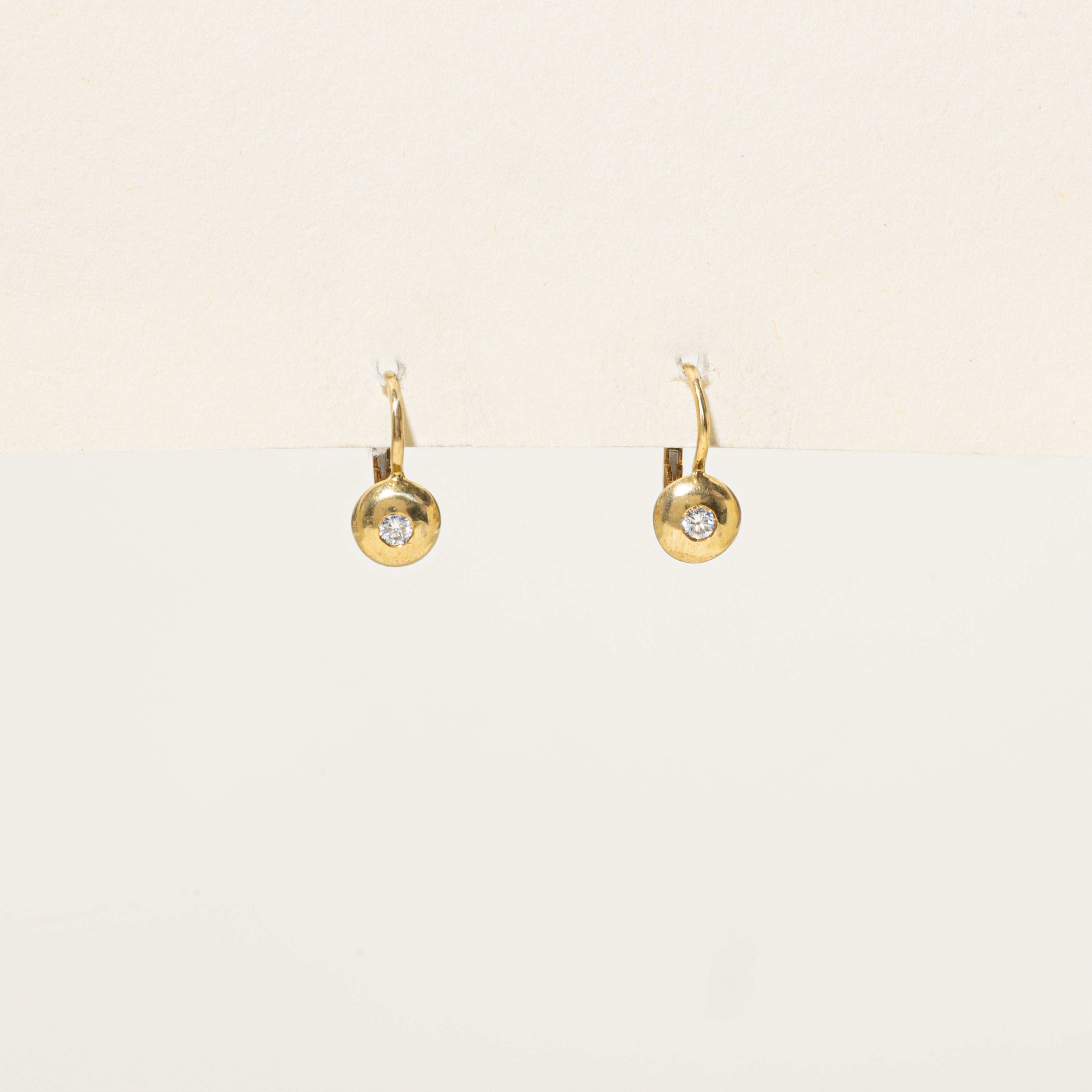 Bezel Set Diamond Leverback Earrings | 0.12ctw