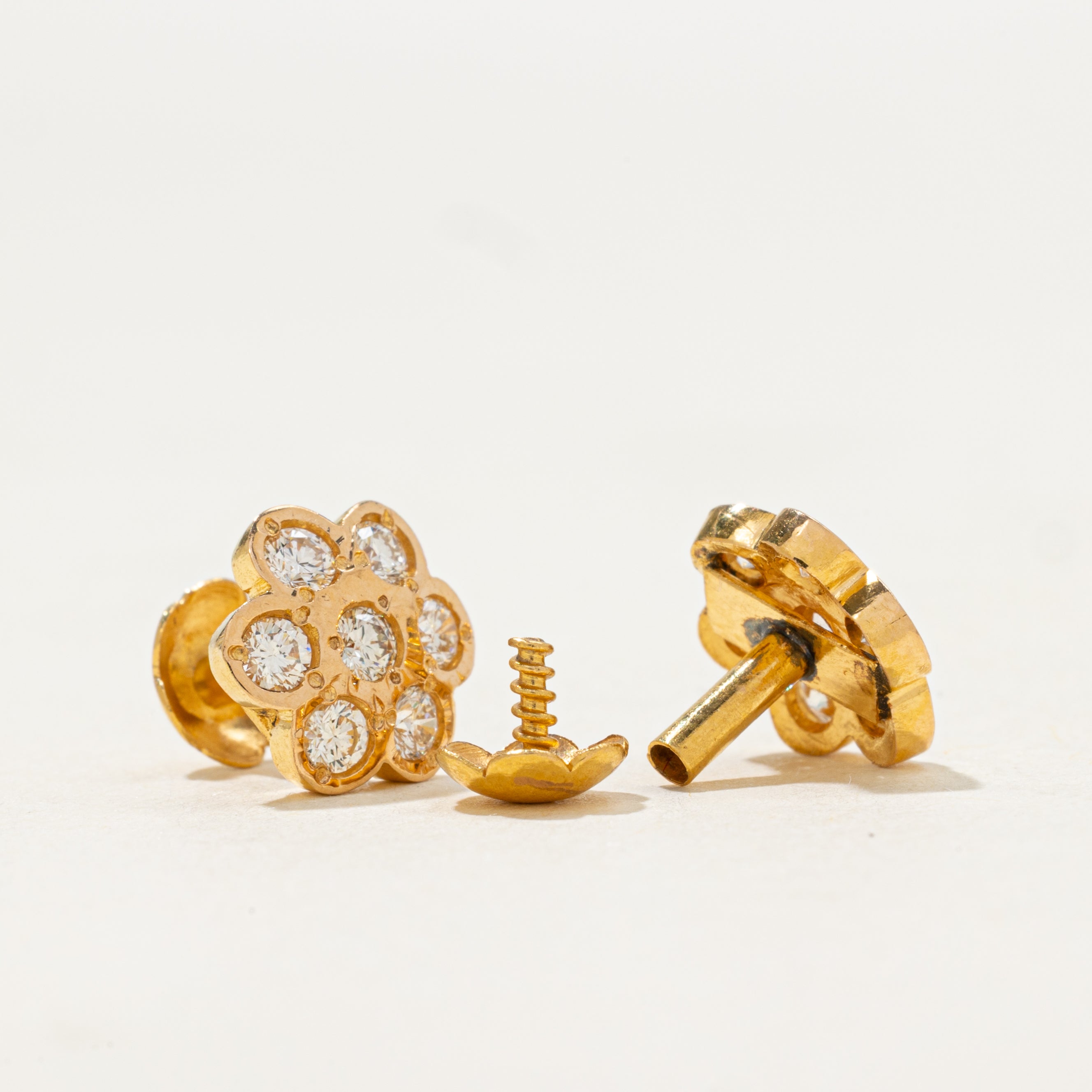 Diamond Daisy Flat Back Stud Earrings | 0.70ctw