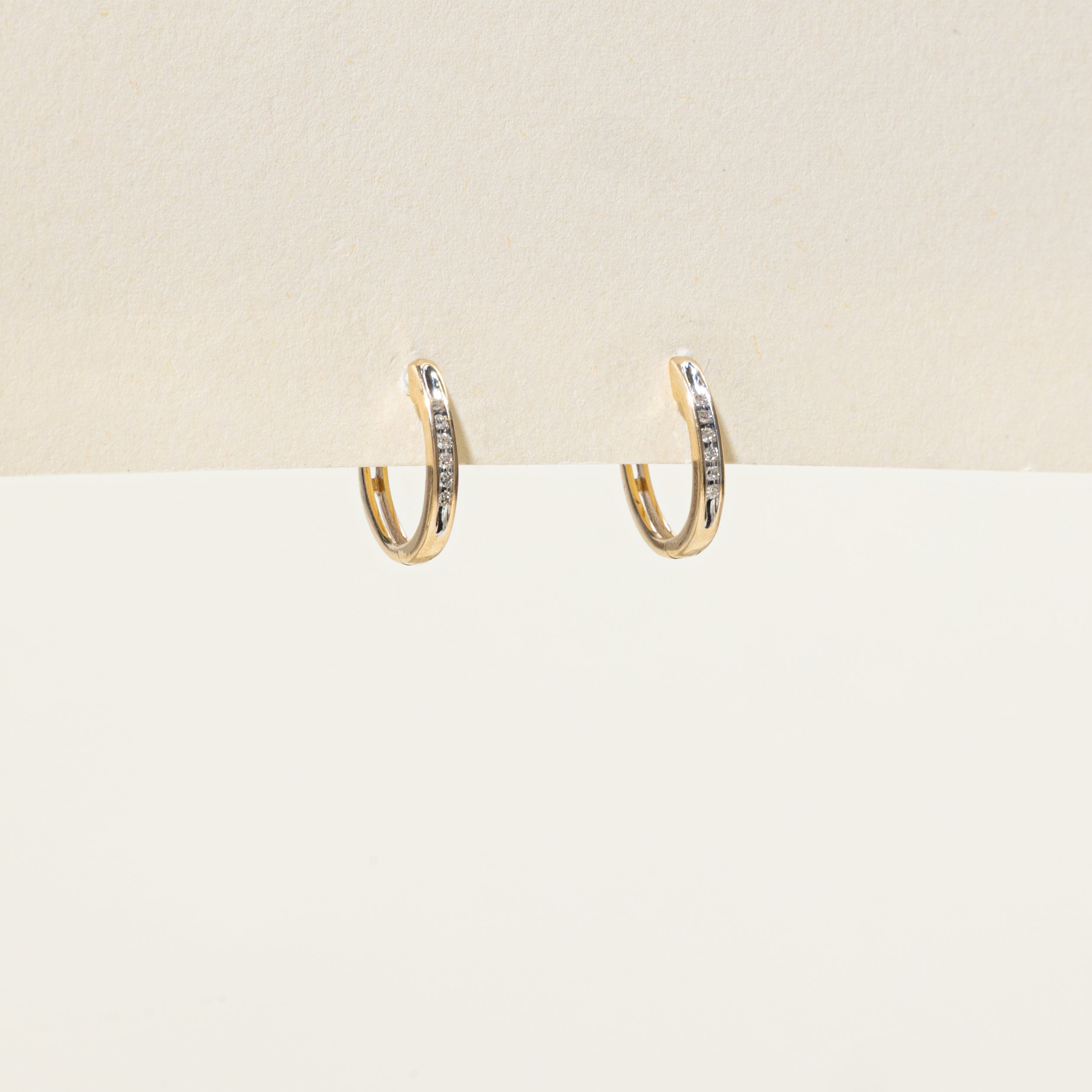 Channel Set Diamond Huggie Earrings | 0.06ctw
