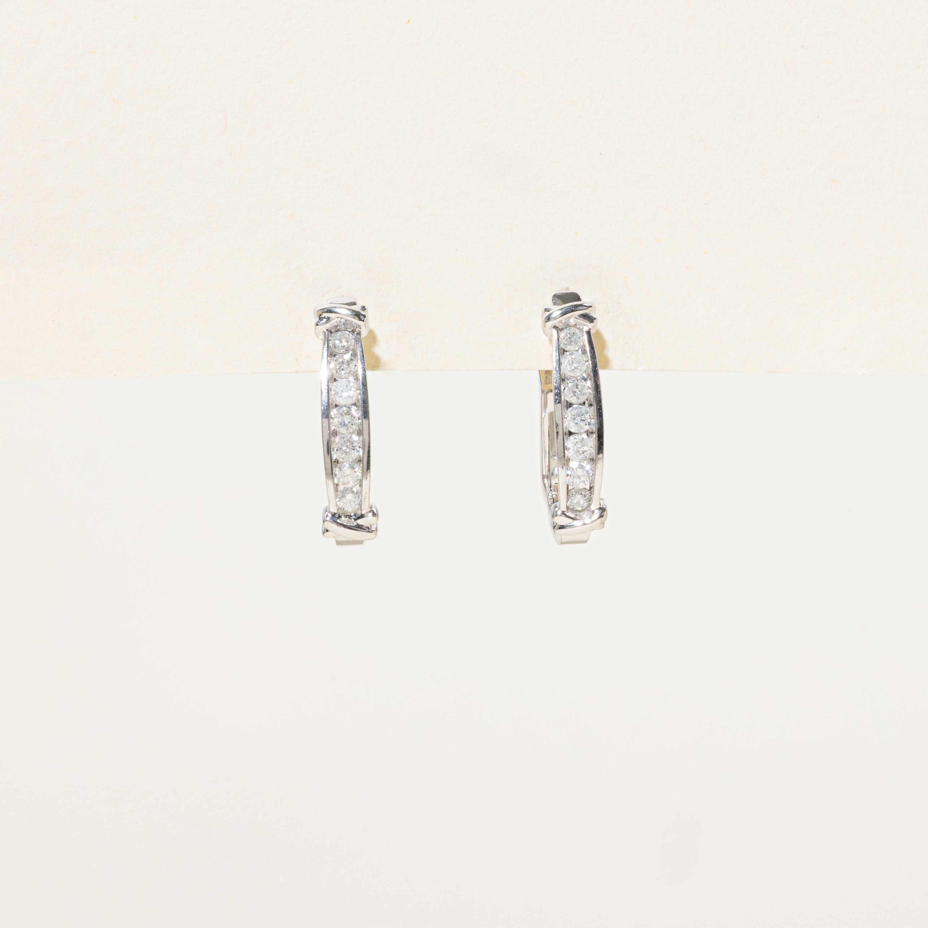 Channel Set Diamond Hoop Earrings | 0.90ctw