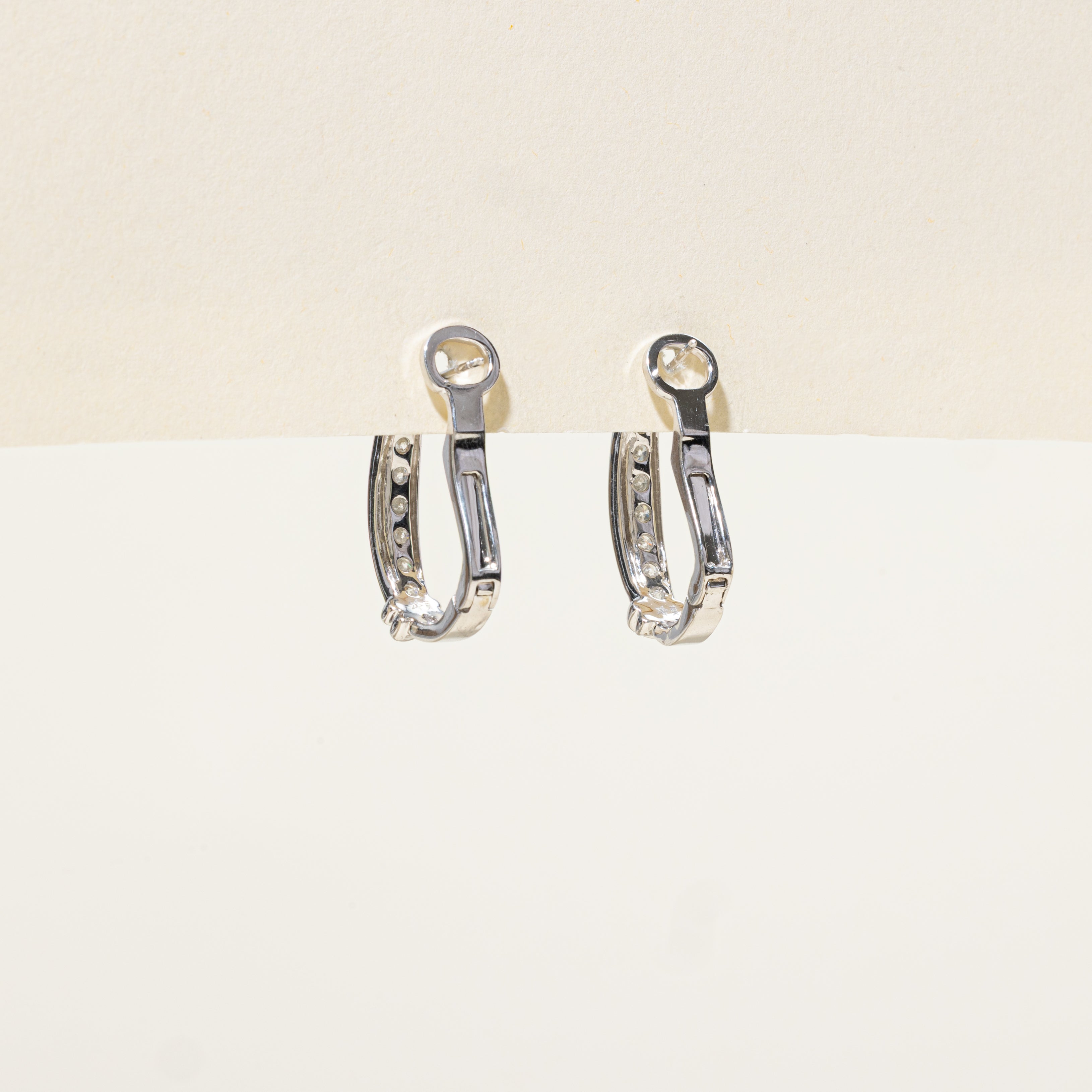 Channel Set Diamond Hoop Earrings | 0.90ctw