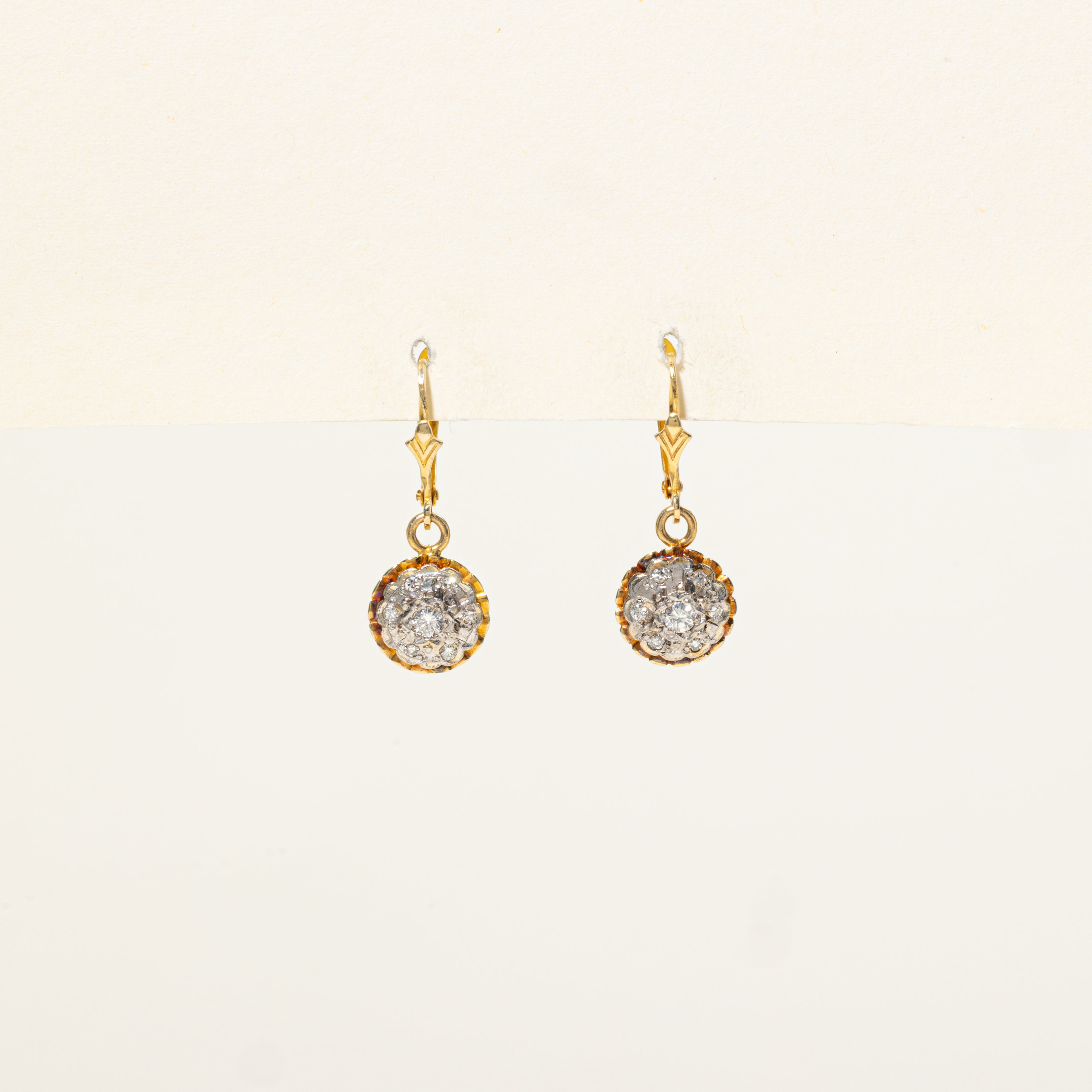 Diamond Halo Scalloped Drop Earrings | 0.29ctw