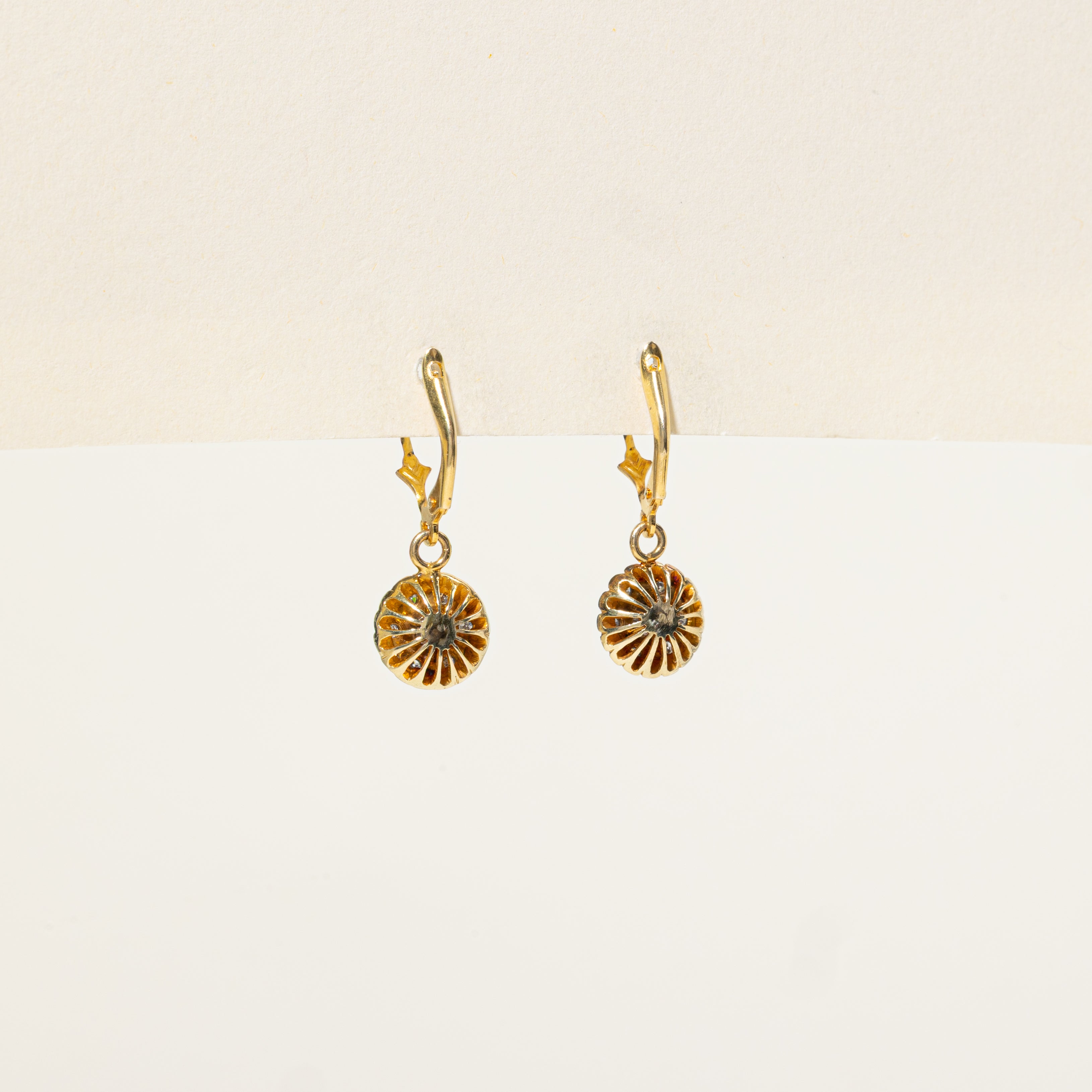 Diamond Halo Scalloped Drop Earrings | 0.29ctw