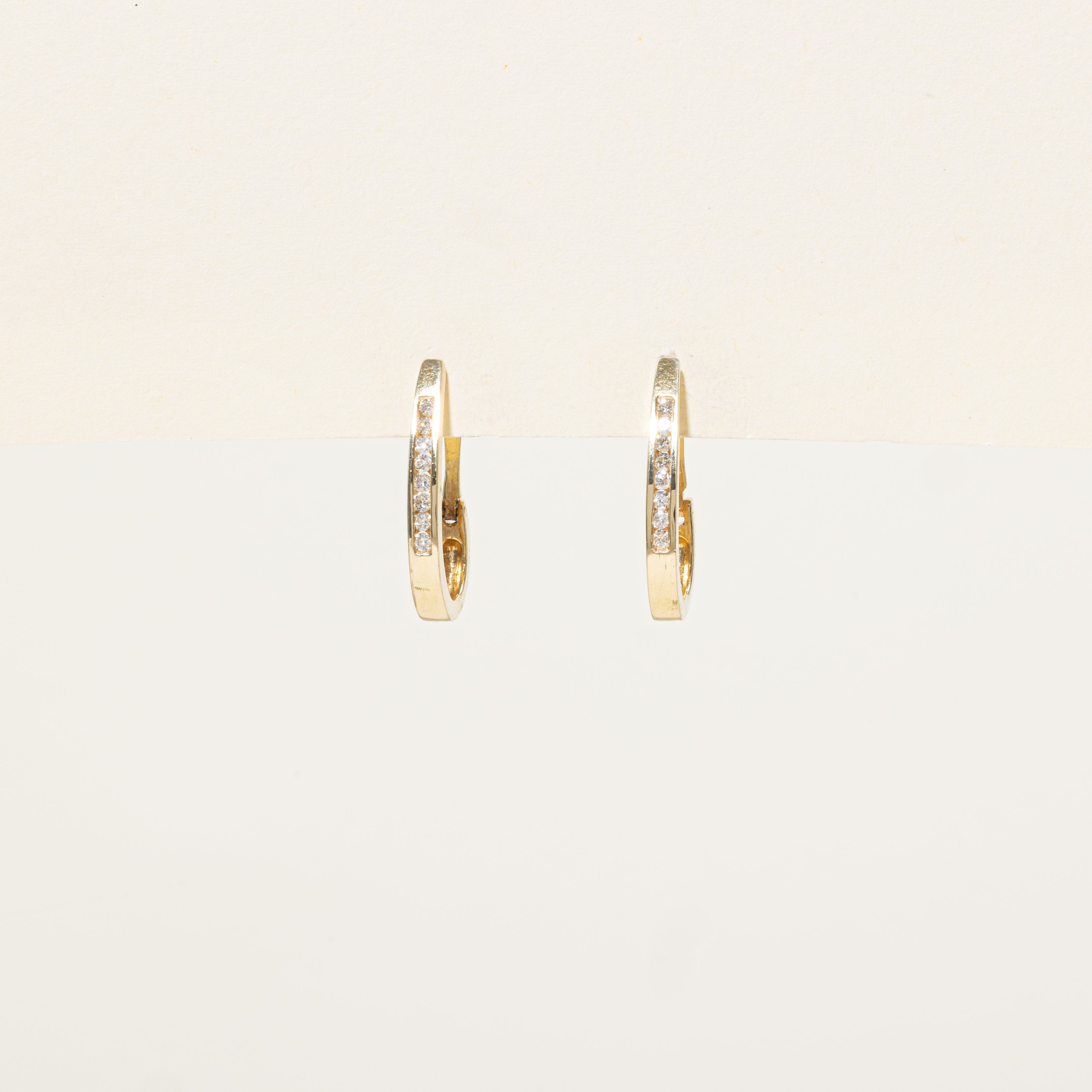 Channel Set Diamond Hoop Earrings | 0.32ctw