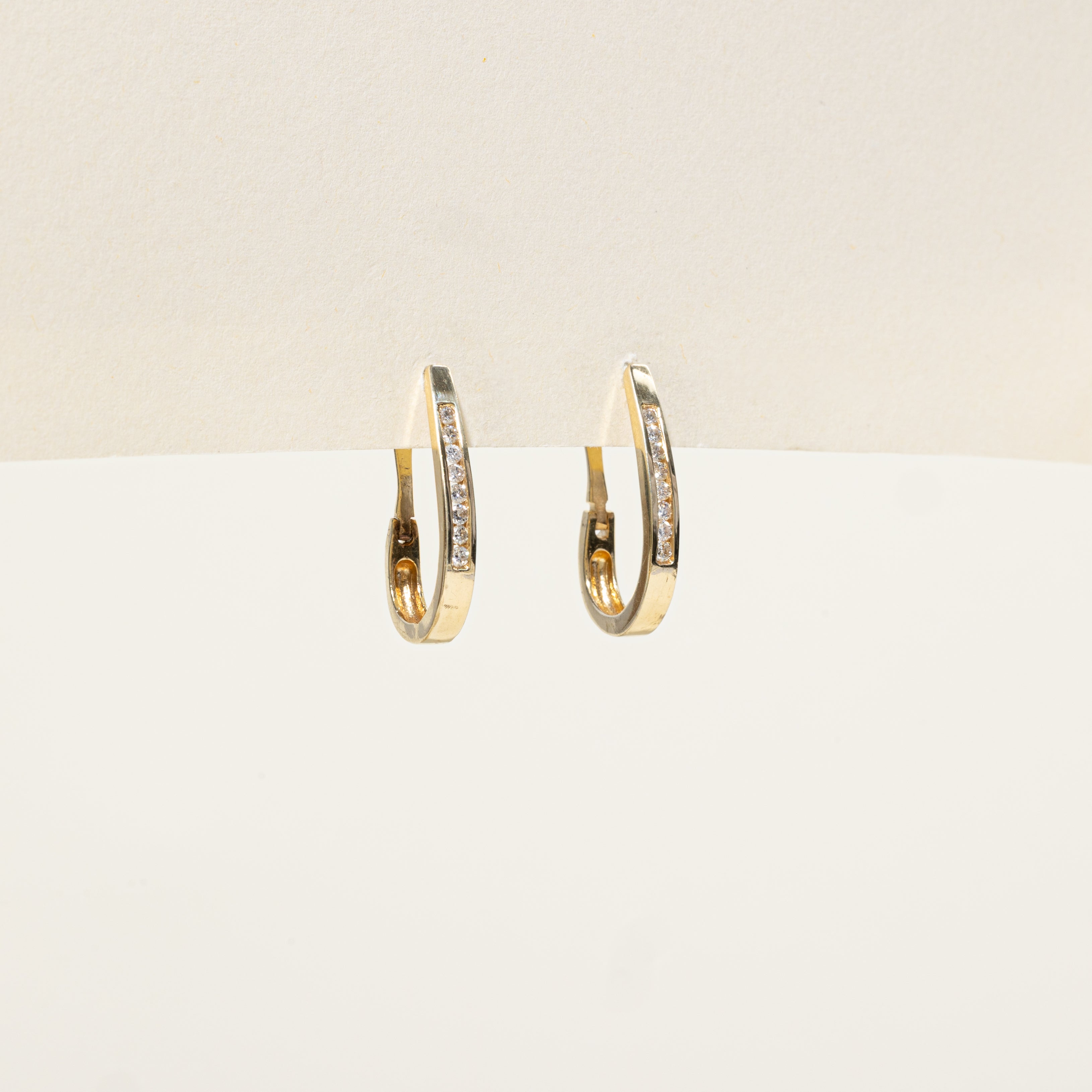 Channel Set Diamond Hoop Earrings | 0.32ctw