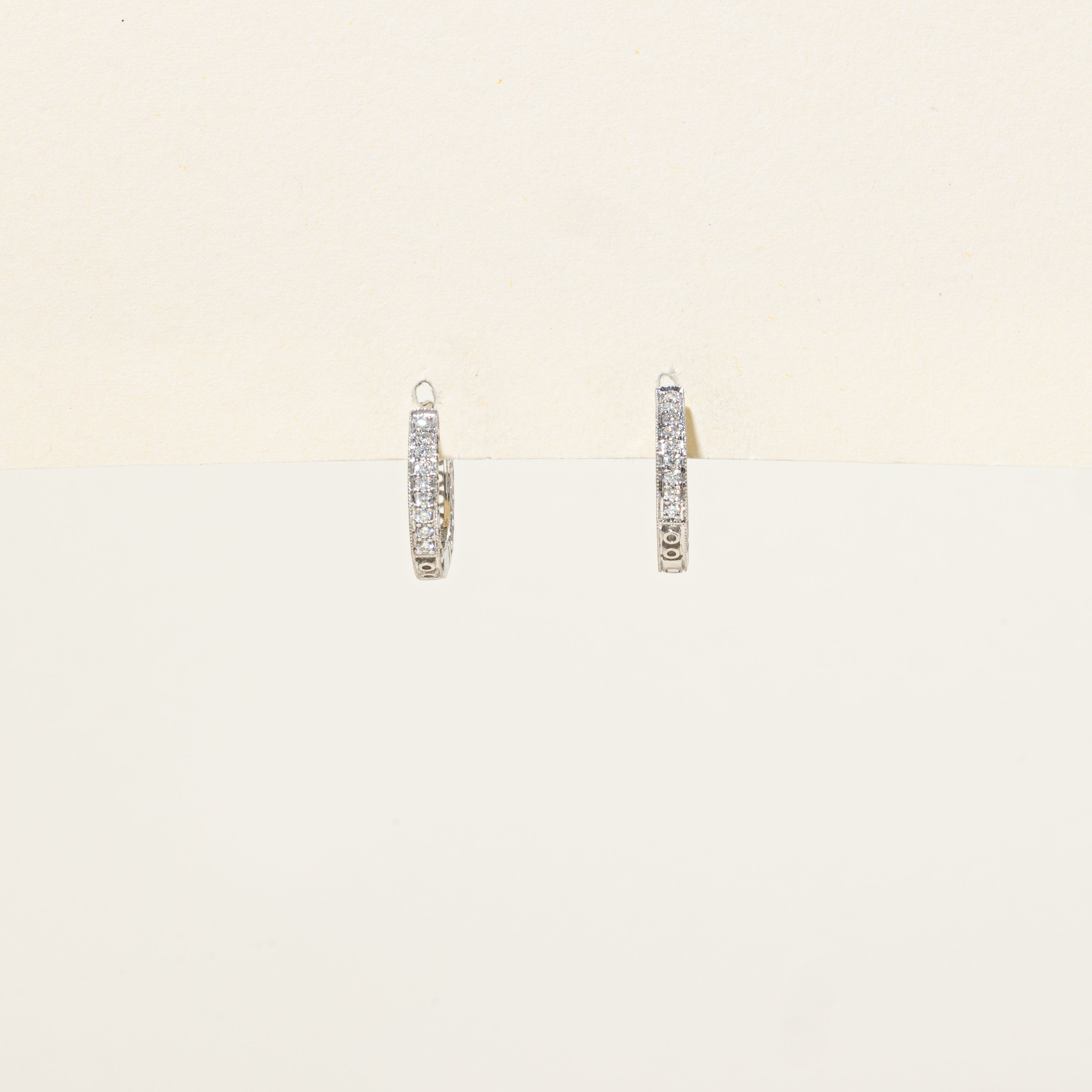 Diamond Milgrain Ornate Hoop Earrings | 0.20ctw