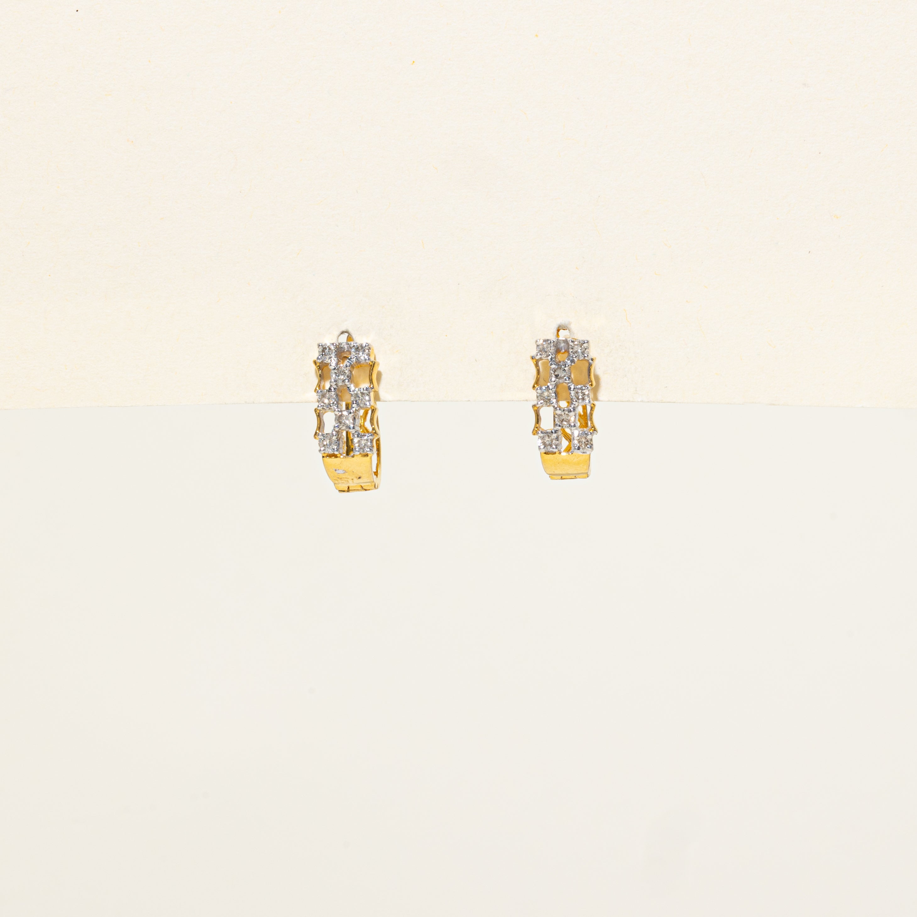 Checkerboard Diamond Huggie Earrings | 0.43ctw