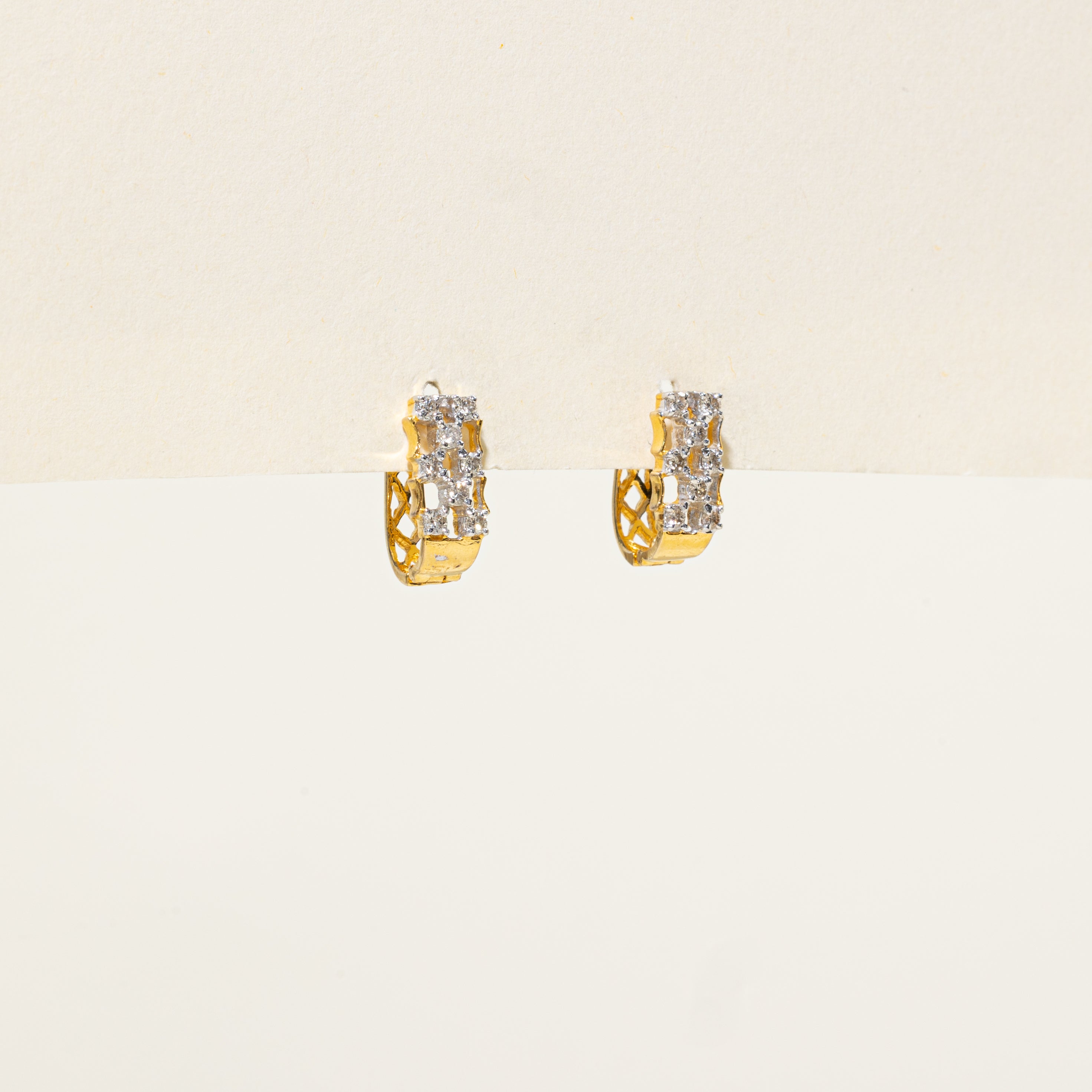 Checkerboard Diamond Huggie Earrings | 0.43ctw