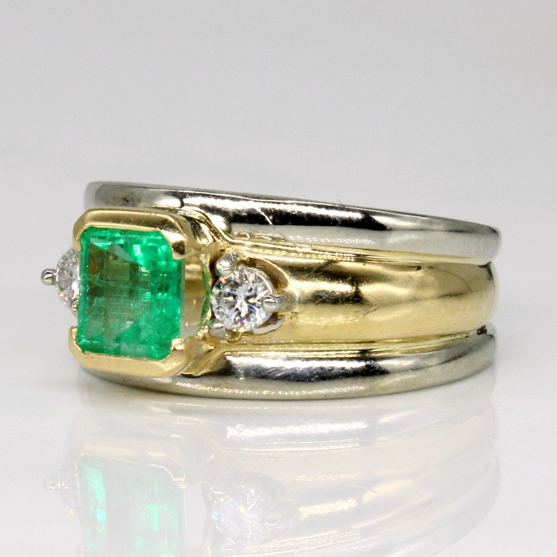 'Ragnar' Emerald & Diamond Ring | 1.07ct, 0.16ctw | SZ 7.25 | - 100 Ways